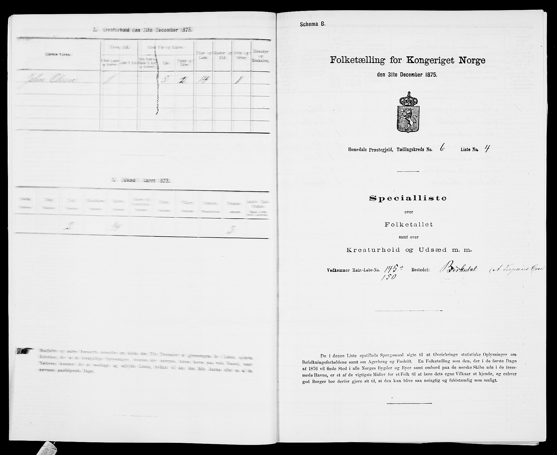 SAK, 1875 census for 0924P Homedal, 1875, p. 1044