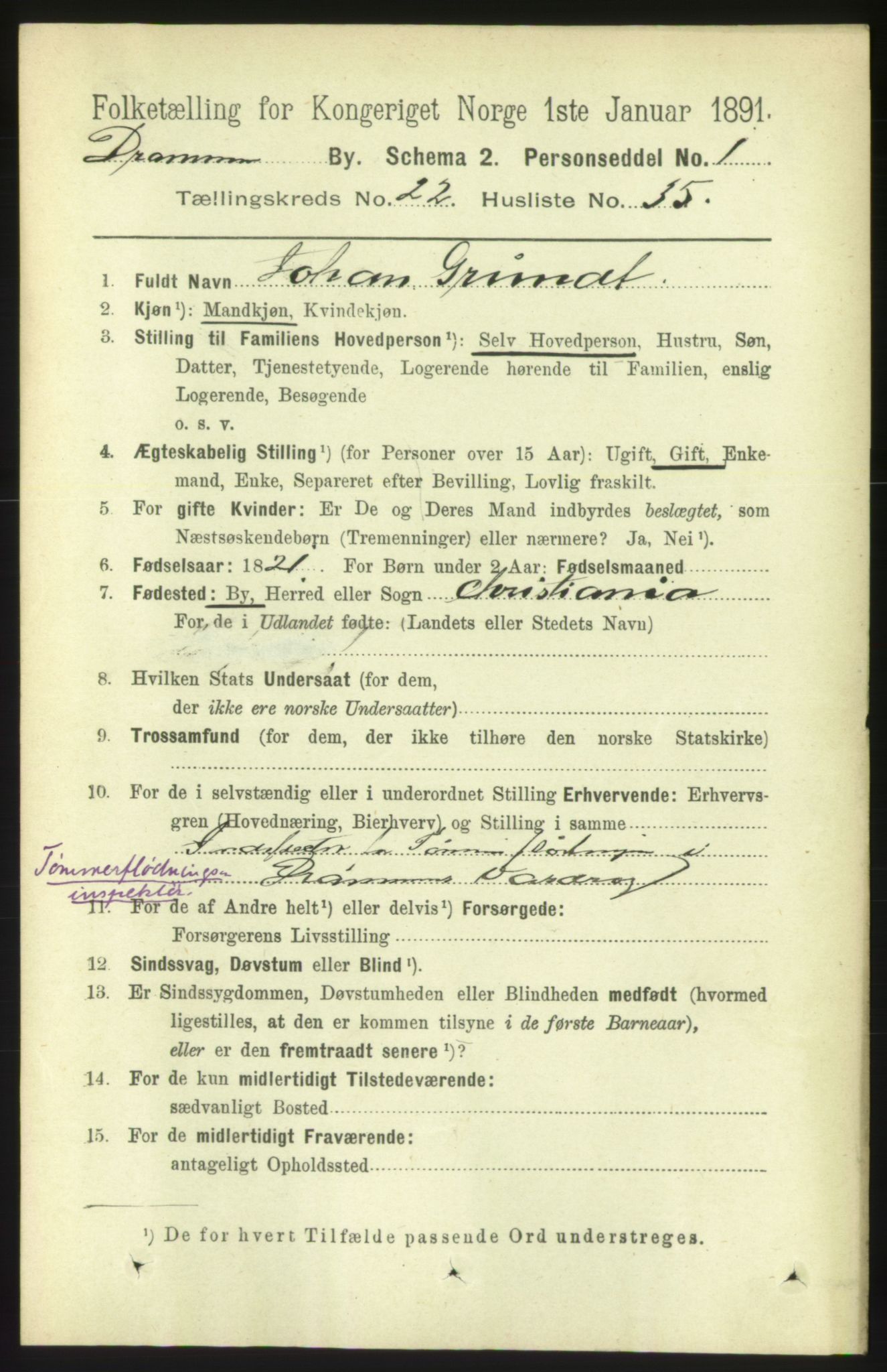 RA, 1891 census for 0602 Drammen, 1891, p. 13926