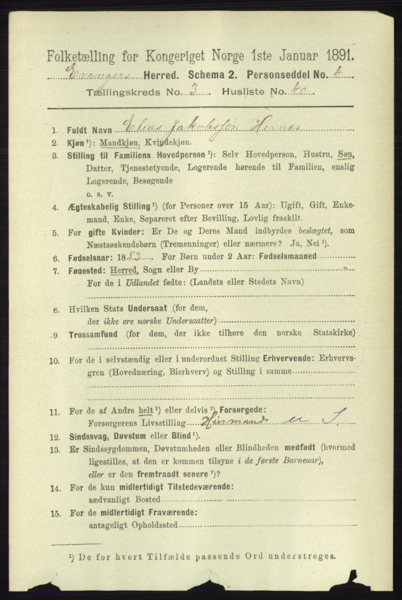 RA, 1891 census for 1237 Evanger, 1891, p. 1096