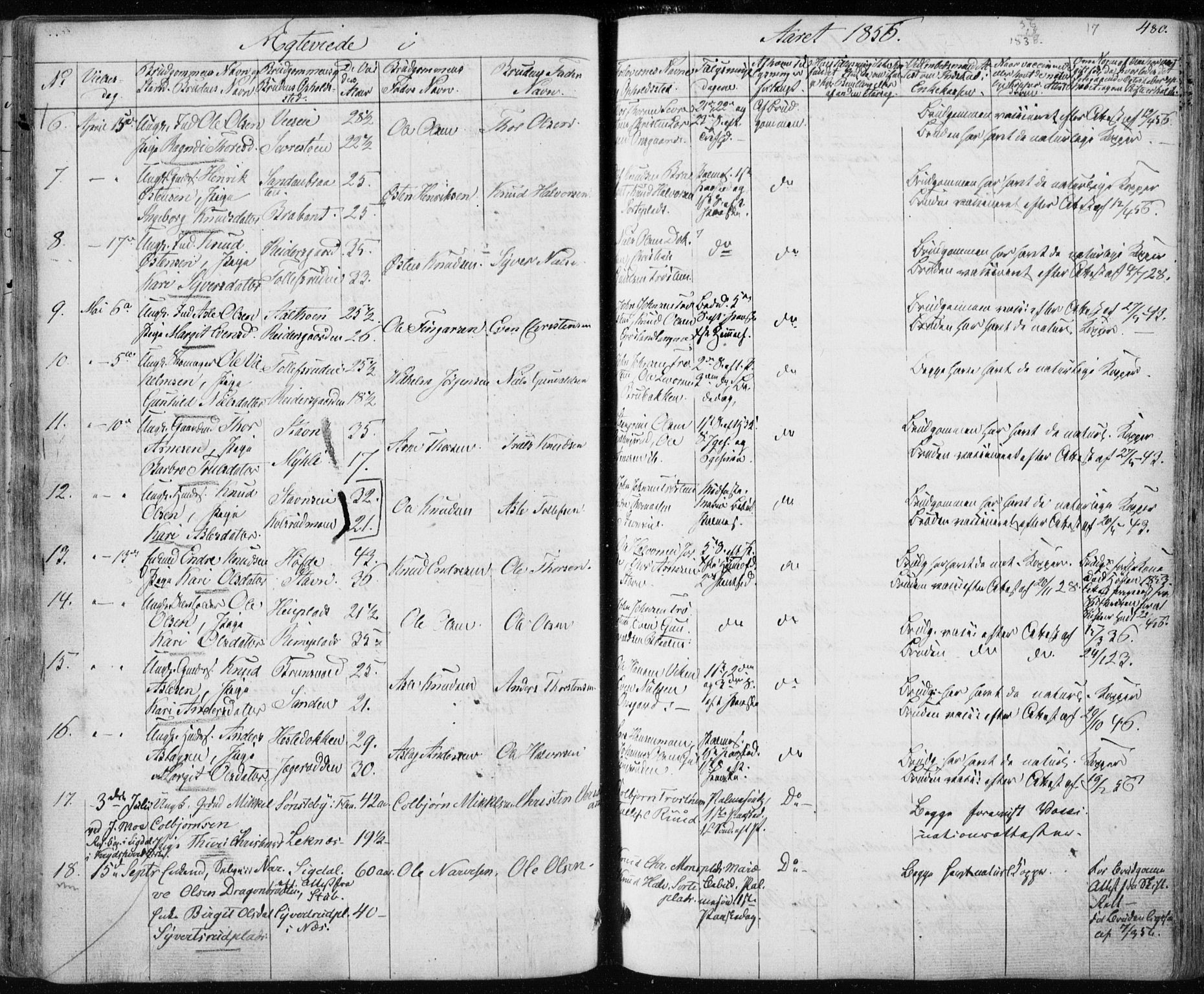 Nes kirkebøker, SAKO/A-236/F/Fa/L0009: Parish register (official) no. 9, 1834-1863, p. 480