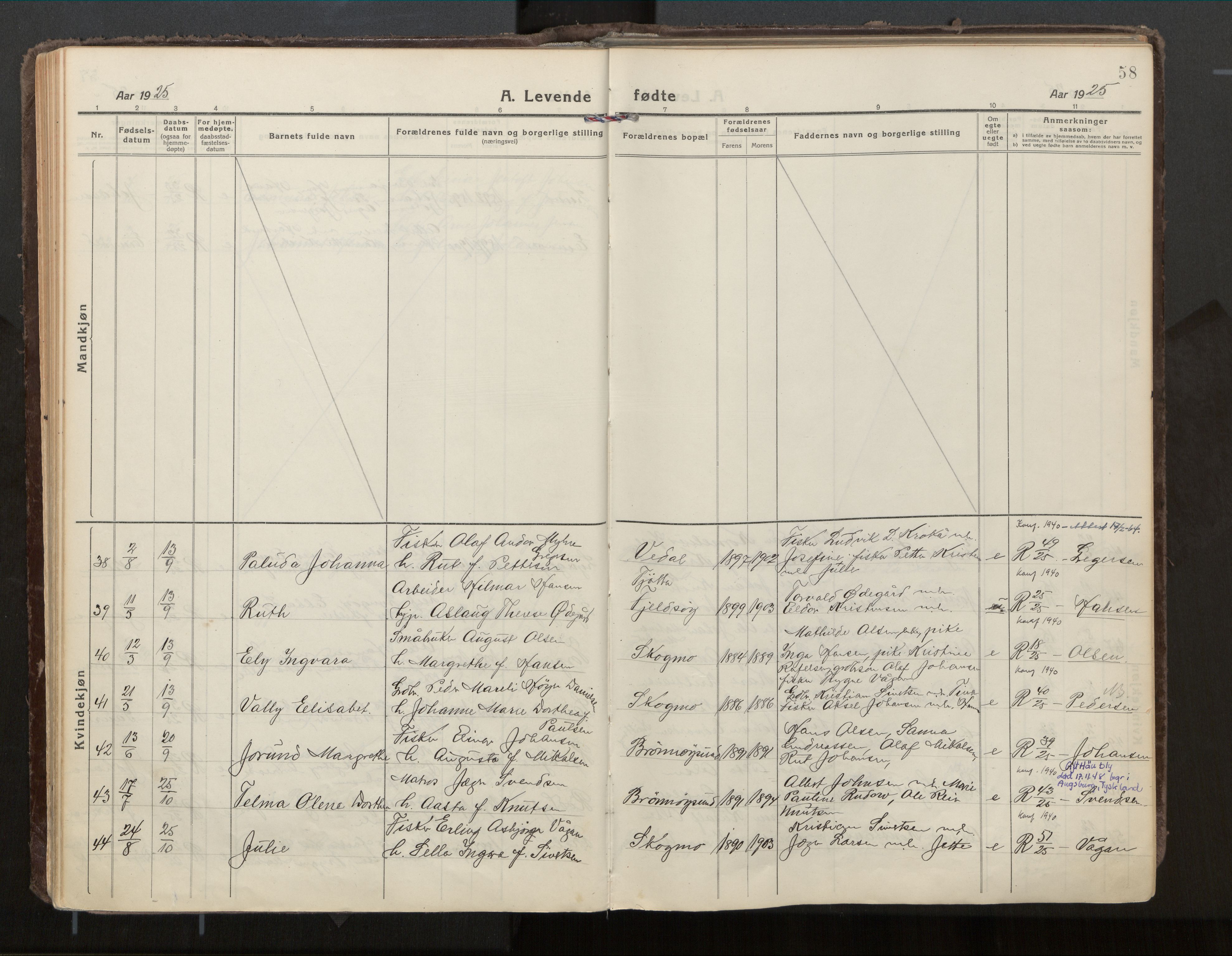 Ministerialprotokoller, klokkerbøker og fødselsregistre - Nordland, AV/SAT-A-1459/813/L0207a: Parish register (official) no. 813A18, 1919-1927, p. 58