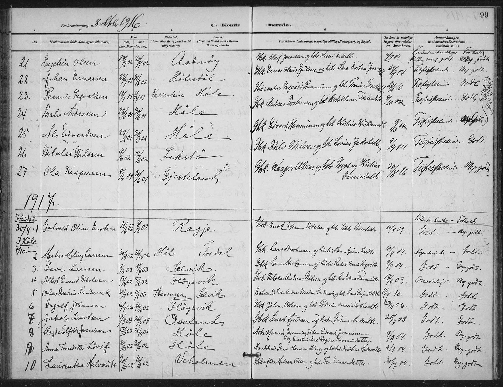 Høgsfjord sokneprestkontor, AV/SAST-A-101624/H/Ha/Haa/L0008: Parish register (official) no. A 8, 1898-1920, p. 99