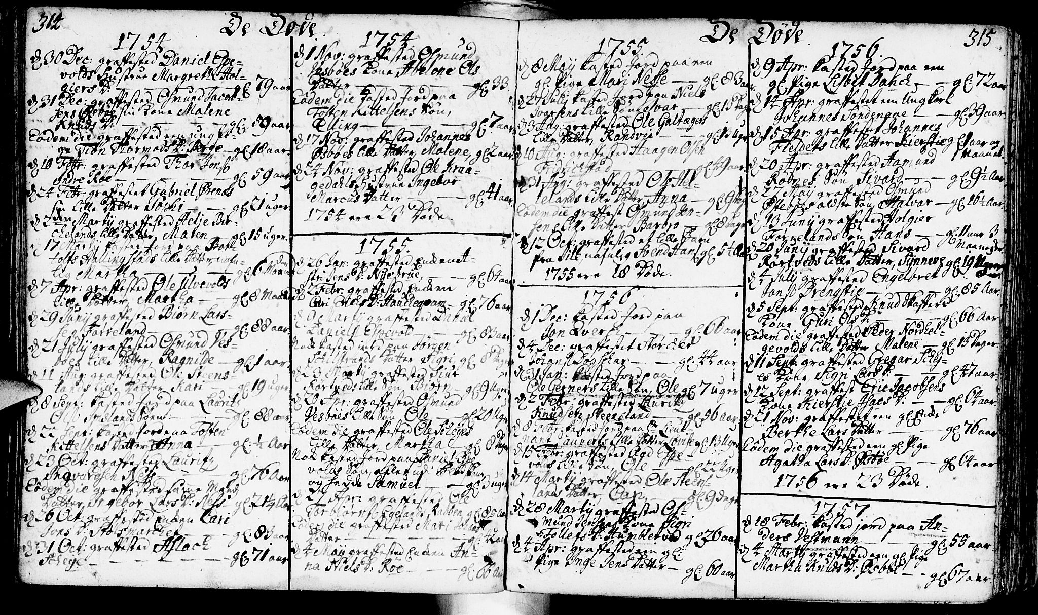 Vikedal sokneprestkontor, SAST/A-101840/01/IV: Parish register (official) no. A 1, 1737-1778, p. 314-315
