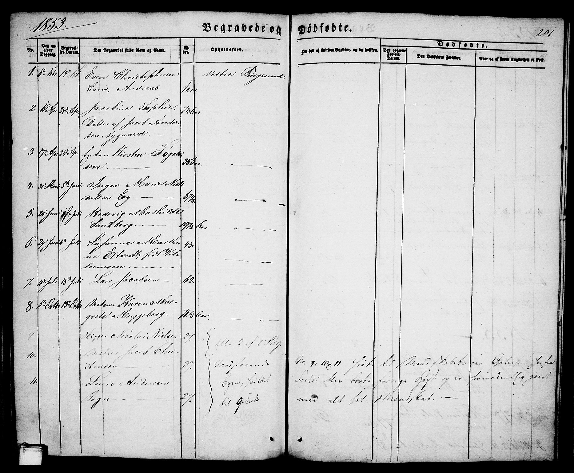 Porsgrunn kirkebøker , SAKO/A-104/G/Ga/L0002: Parish register (copy) no. I 2, 1847-1877, p. 201