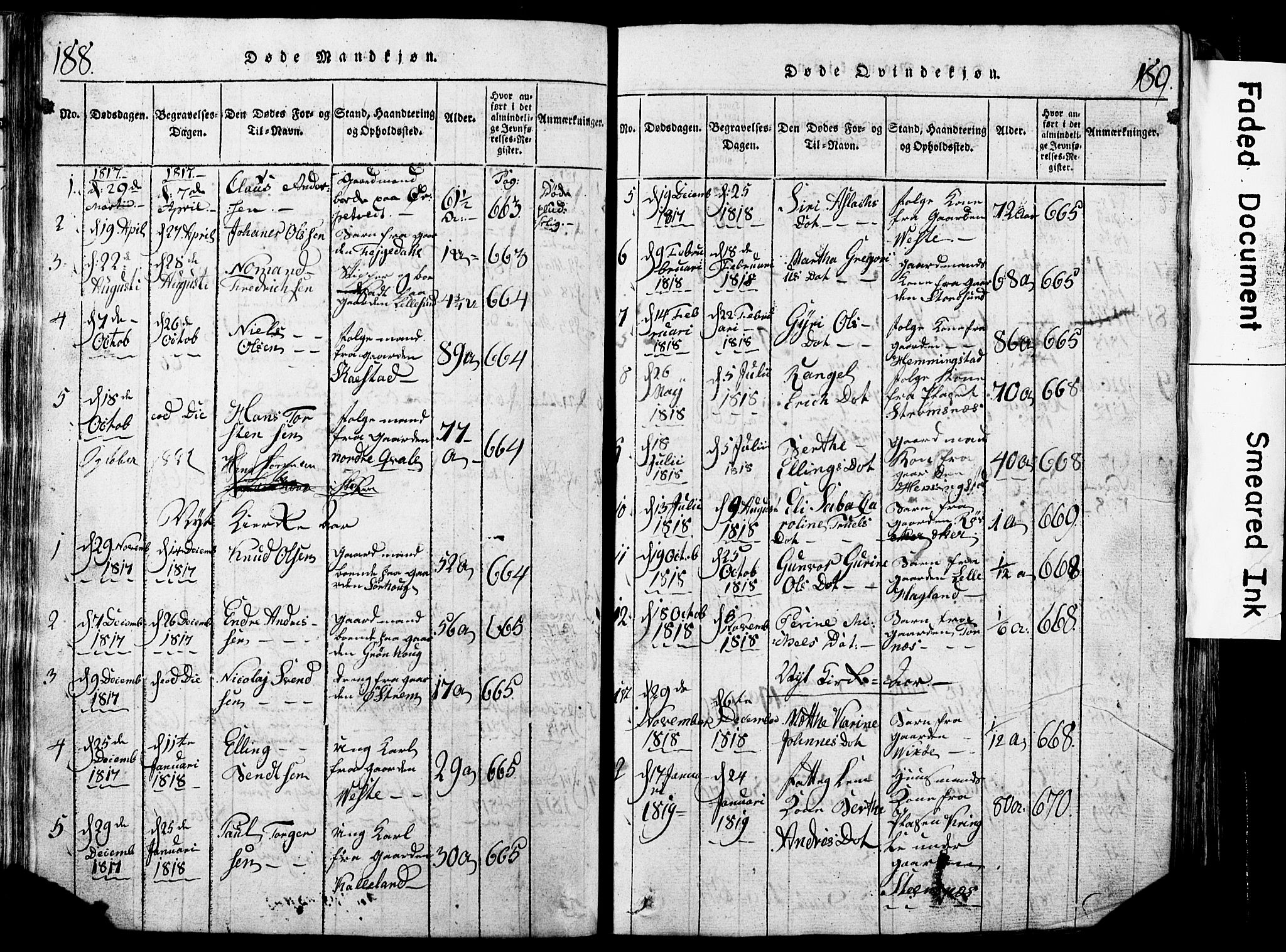 Torvastad sokneprestkontor, SAST/A -101857/H/Ha/Hab/L0002: Parish register (copy) no. B 2, 1817-1834, p. 188-189
