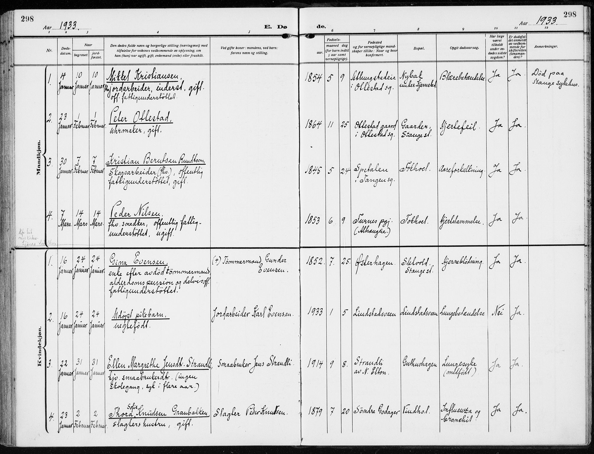 Stange prestekontor, SAH/PREST-002/K/L0026: Parish register (official) no. 26, 1923-1937, p. 298