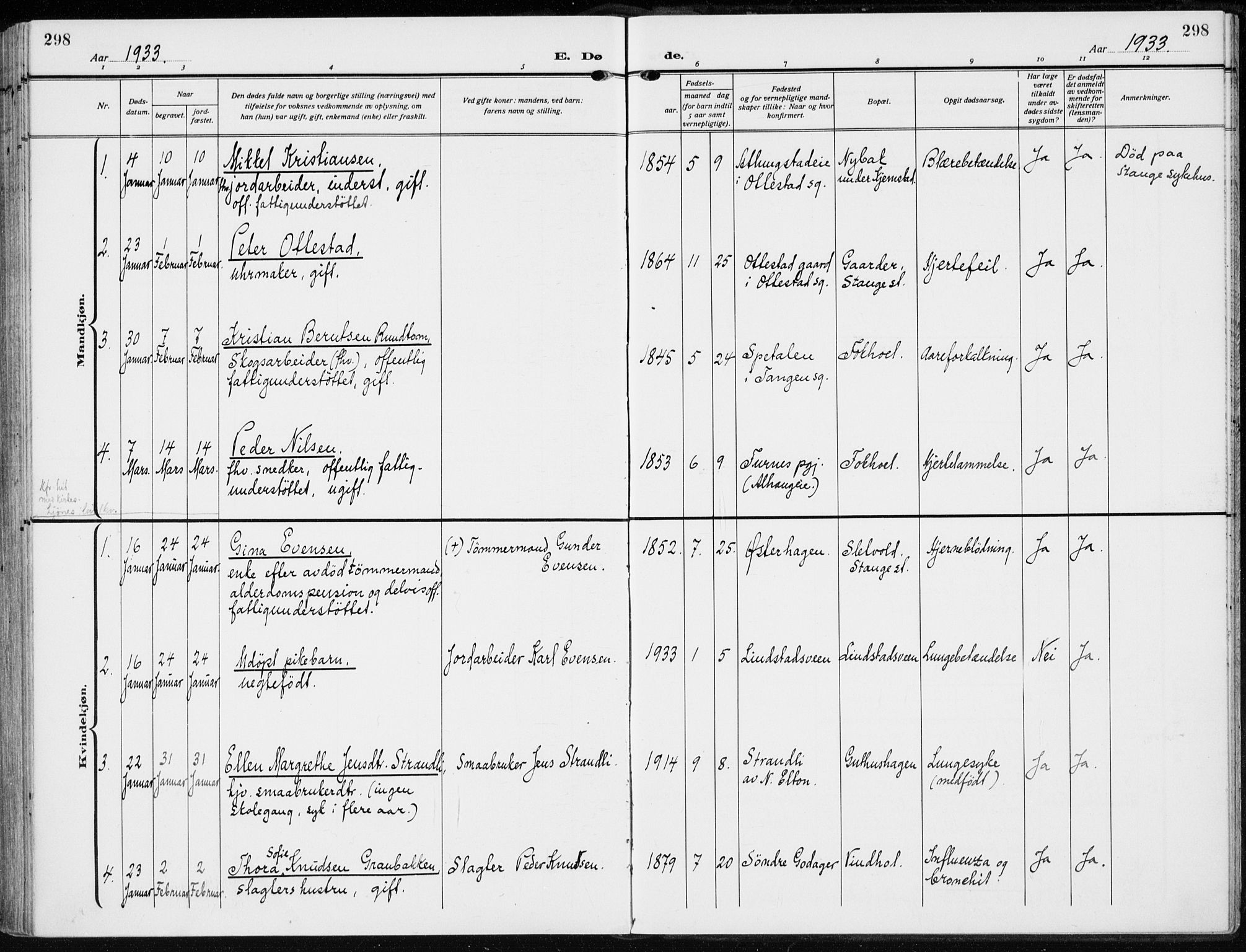 Stange prestekontor, AV/SAH-PREST-002/K/L0026: Parish register (official) no. 26, 1923-1937, p. 298