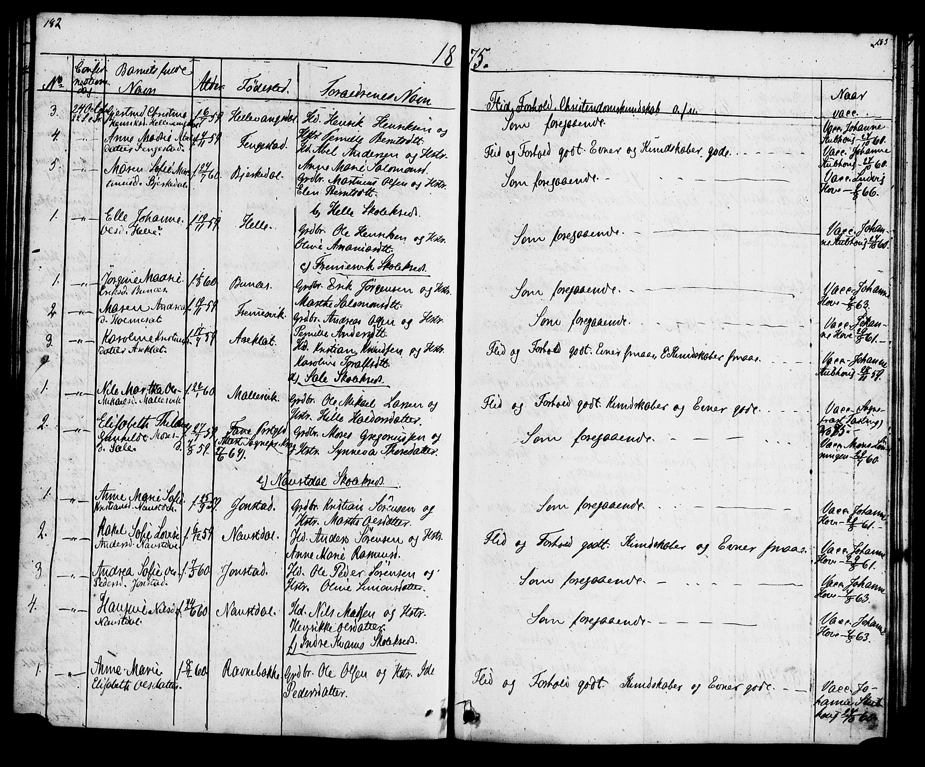 Førde sokneprestembete, AV/SAB-A-79901: Curate's parish register no. A 1, 1870-1881, p. 182-183