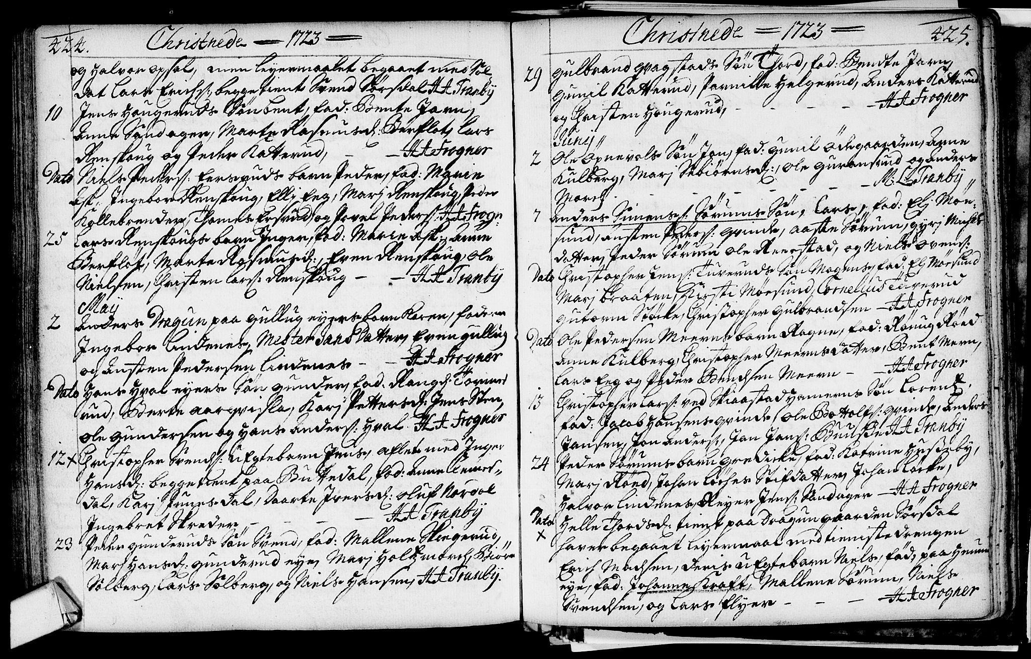 Lier kirkebøker, AV/SAKO-A-230/F/Fa/L0002: Parish register (official) no. I 2, 1701-1726, p. 424-425