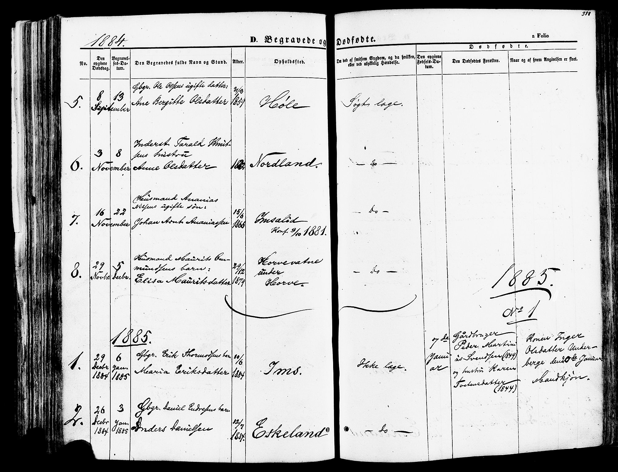 Høgsfjord sokneprestkontor, SAST/A-101624/H/Ha/Haa/L0002: Parish register (official) no. A 2, 1855-1885, p. 318