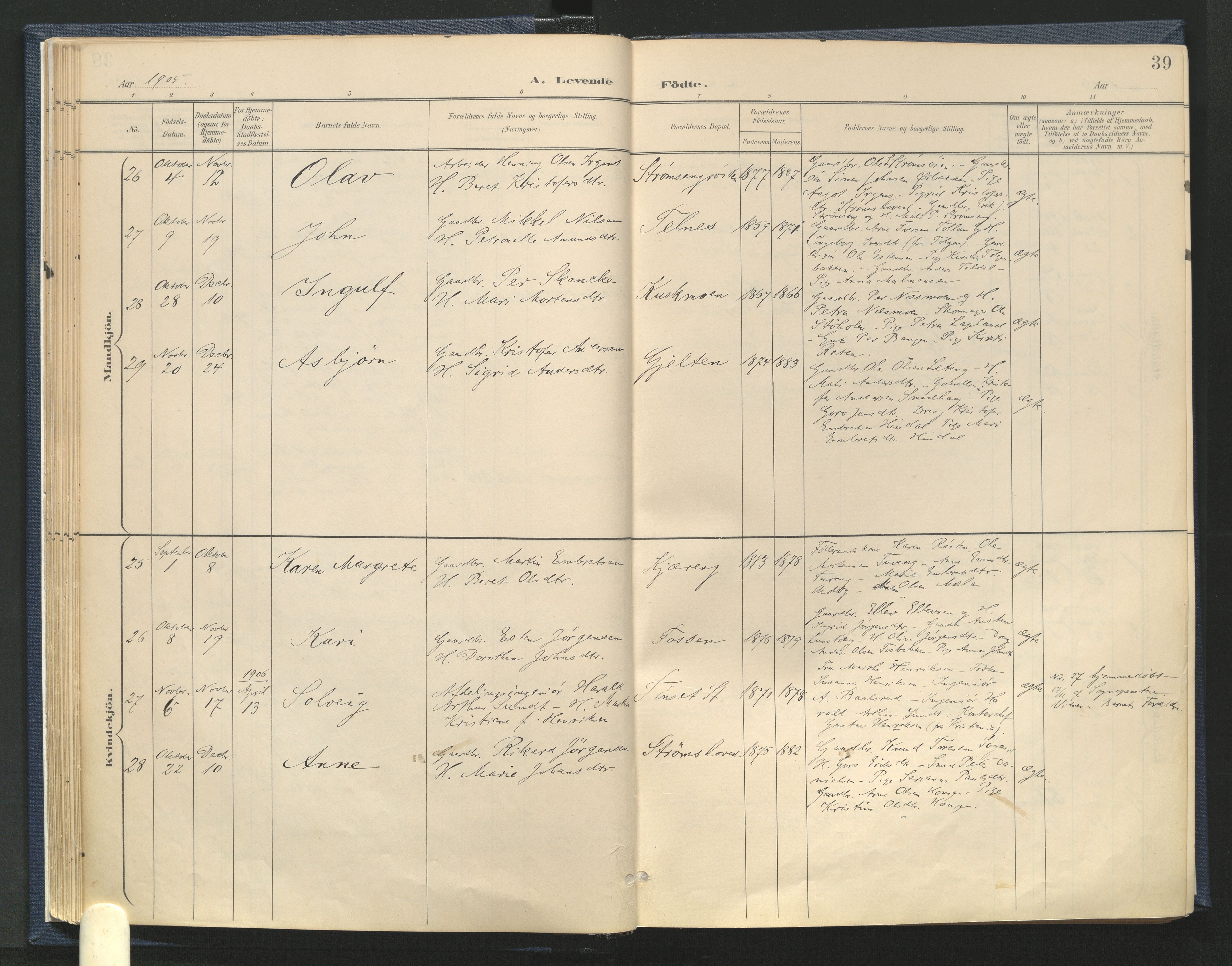 Tynset prestekontor, AV/SAH-PREST-058/H/Ha/Haa/L0025: Parish register (official) no. 25, 1900-1914, p. 39