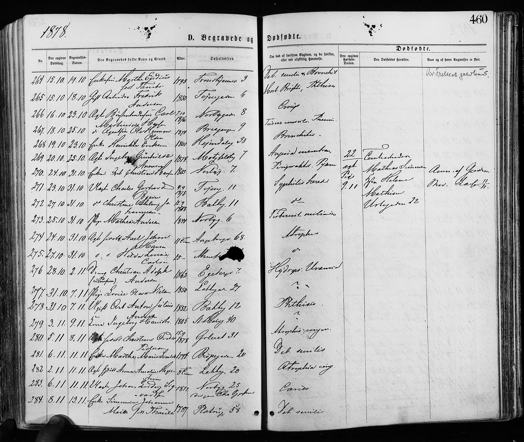 Grønland prestekontor Kirkebøker, AV/SAO-A-10848/F/Fa/L0005: Parish register (official) no. 5, 1869-1880, p. 460