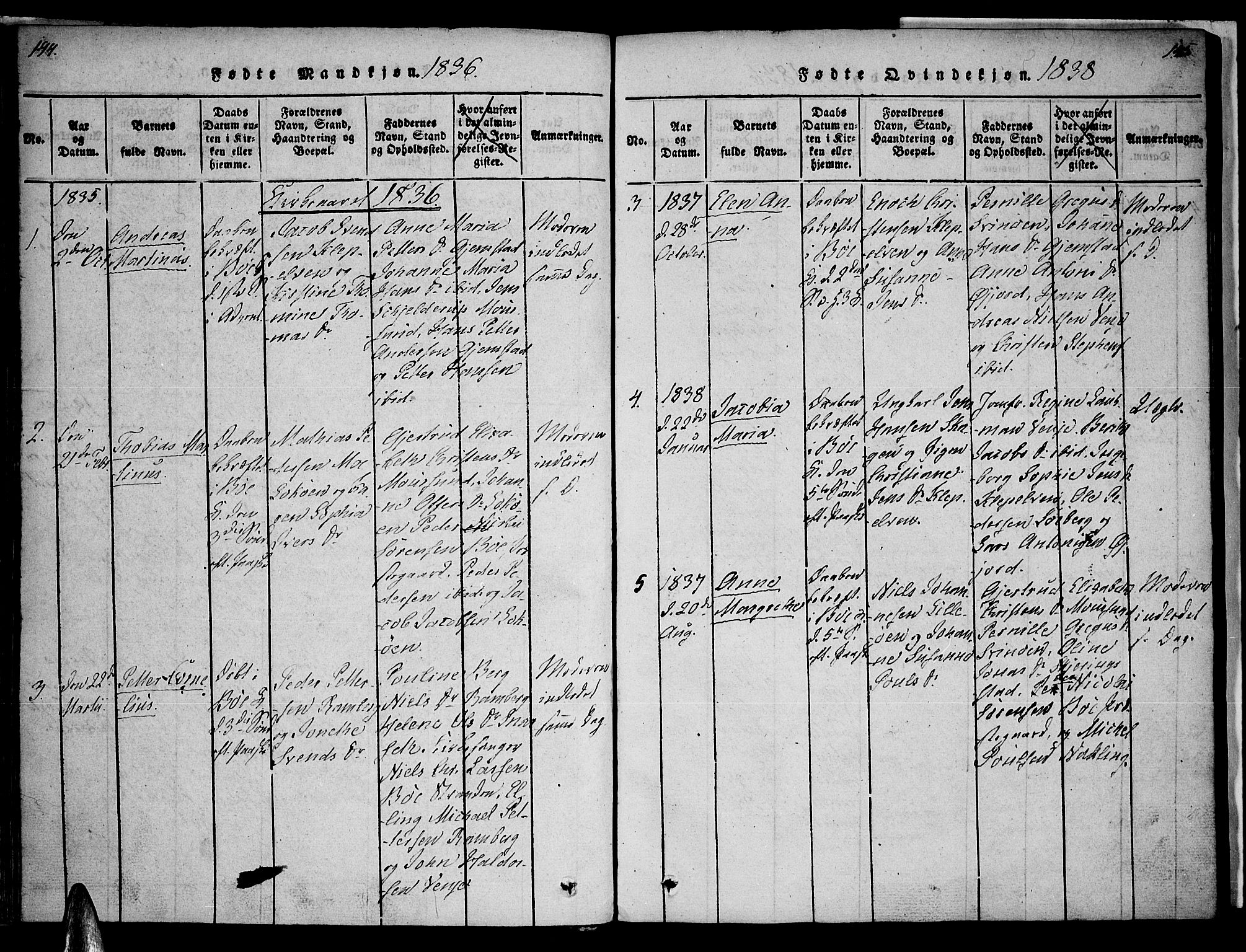 Ministerialprotokoller, klokkerbøker og fødselsregistre - Nordland, AV/SAT-A-1459/891/L1298: Parish register (official) no. 891A03, 1820-1840, p. 144-145