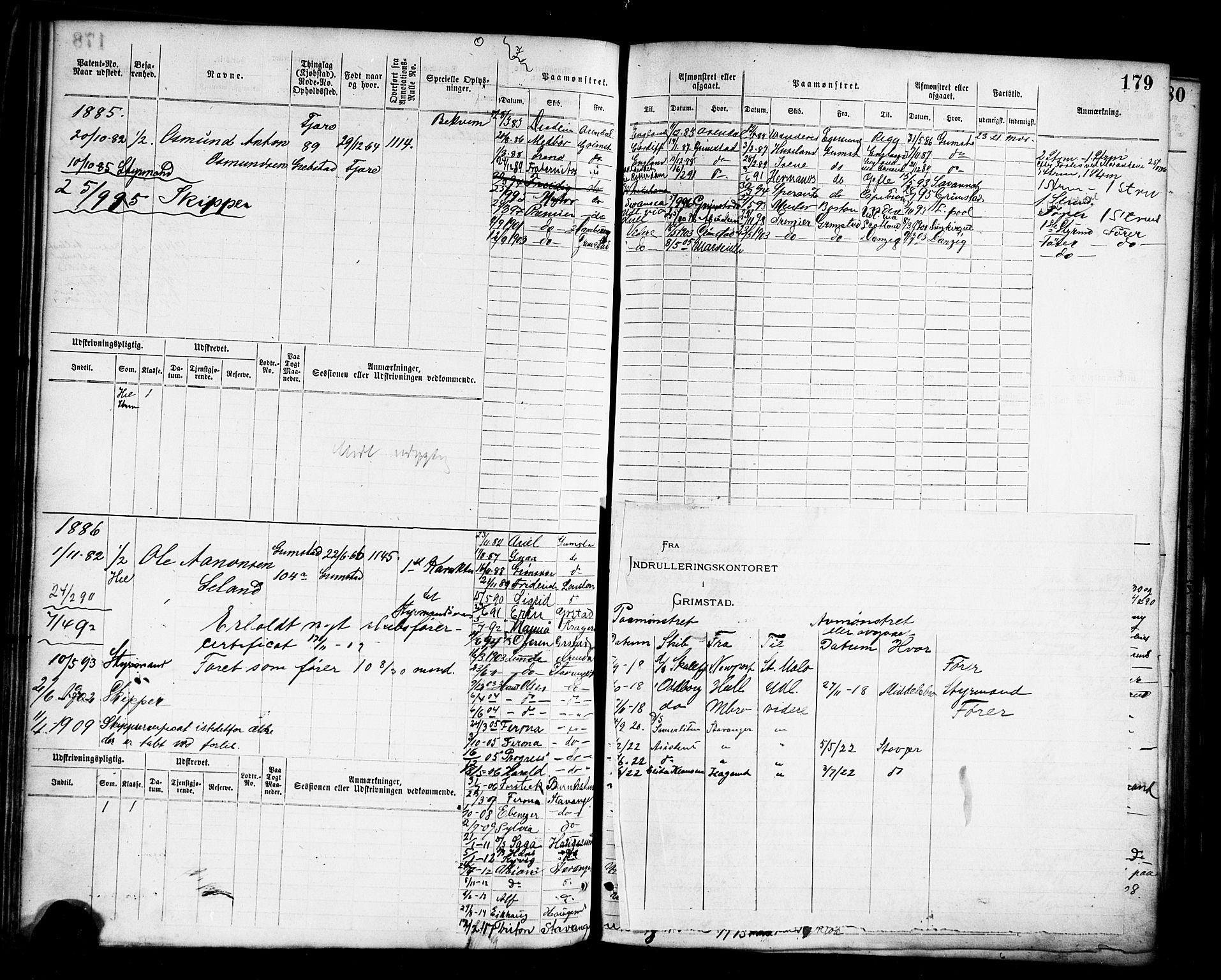 Grimstad mønstringskrets, AV/SAK-2031-0013/F/Fb/L0011: Hovedrulle nr 1529-2290, V-24, 1877-1889, p. 184