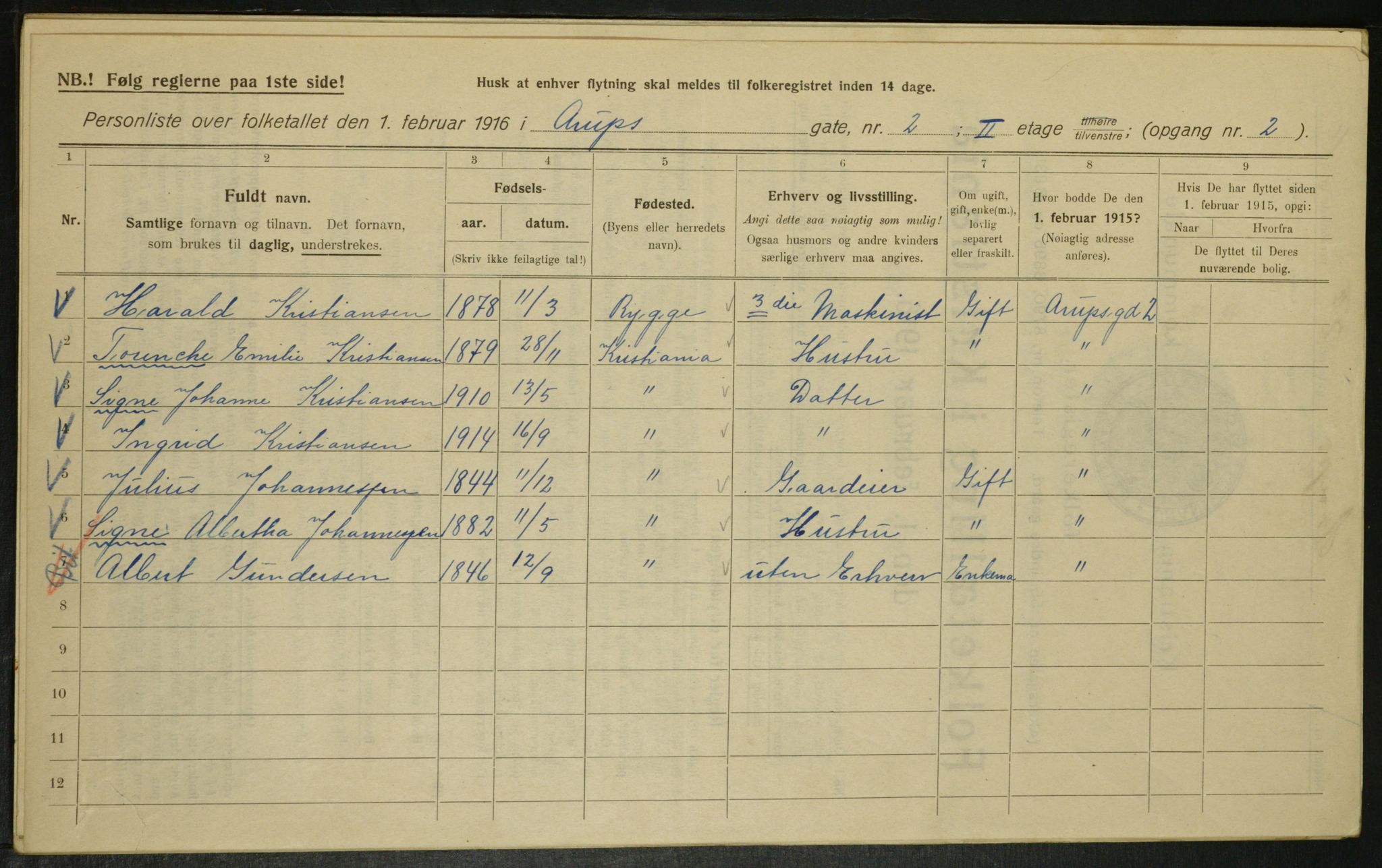 OBA, Municipal Census 1916 for Kristiania, 1916, p. 2251