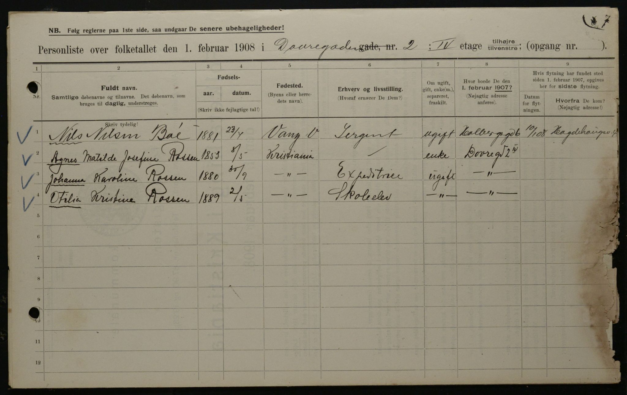 OBA, Municipal Census 1908 for Kristiania, 1908, p. 14940