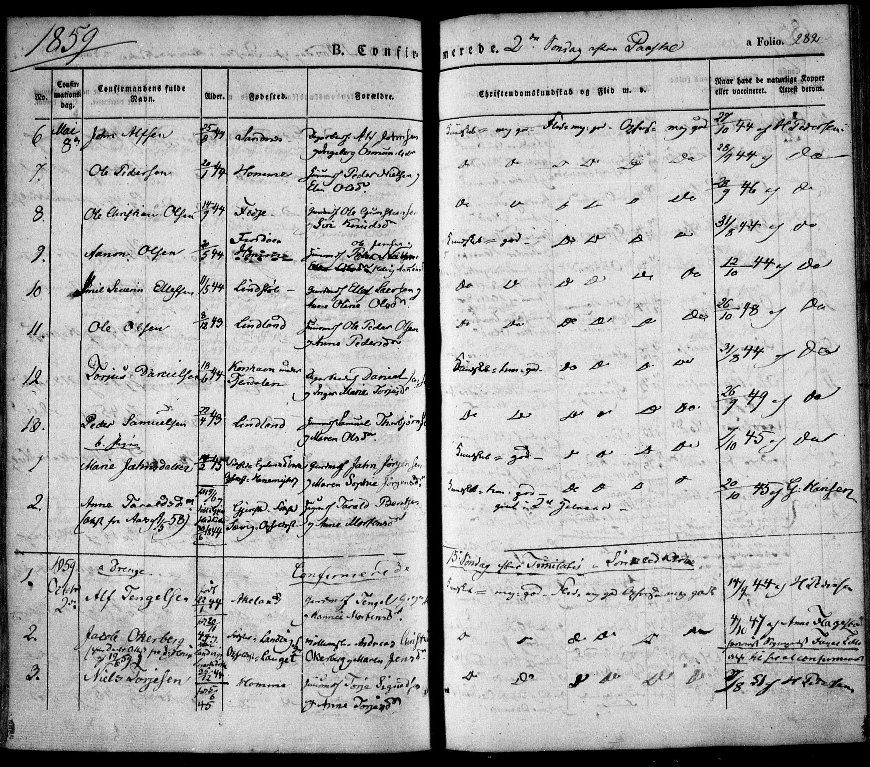 Søndeled sokneprestkontor, AV/SAK-1111-0038/F/Fa/L0002: Parish register (official) no. A 2, 1839-1860, p. 282