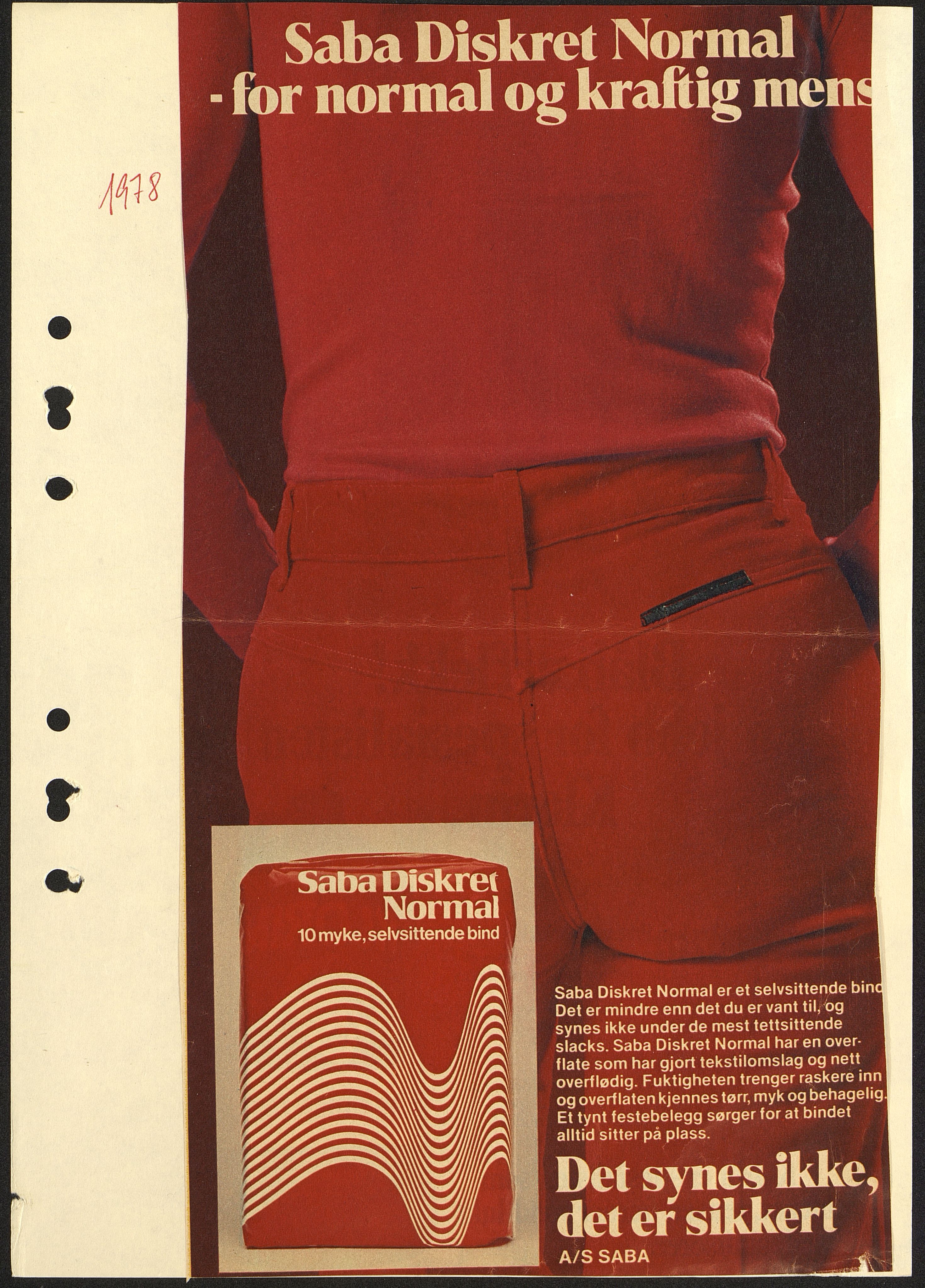Pa 46 - Sca Mølnlycke AS, VEMU/A-1050/H/Hb/Hbb/L0001/0007: Annonser, brosjyrer, posedekor m.m. / Annonser, emballasje, 1977-1979