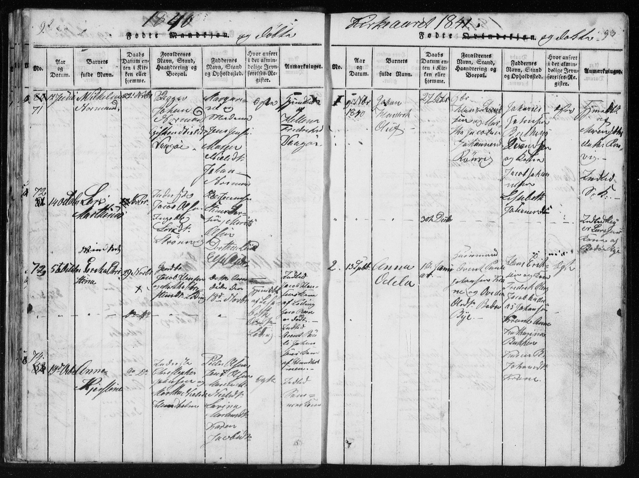 Ministerialprotokoller, klokkerbøker og fødselsregistre - Nordland, SAT/A-1459/801/L0027: Parish register (copy) no. 801C02, 1835-1845, p. 92-93