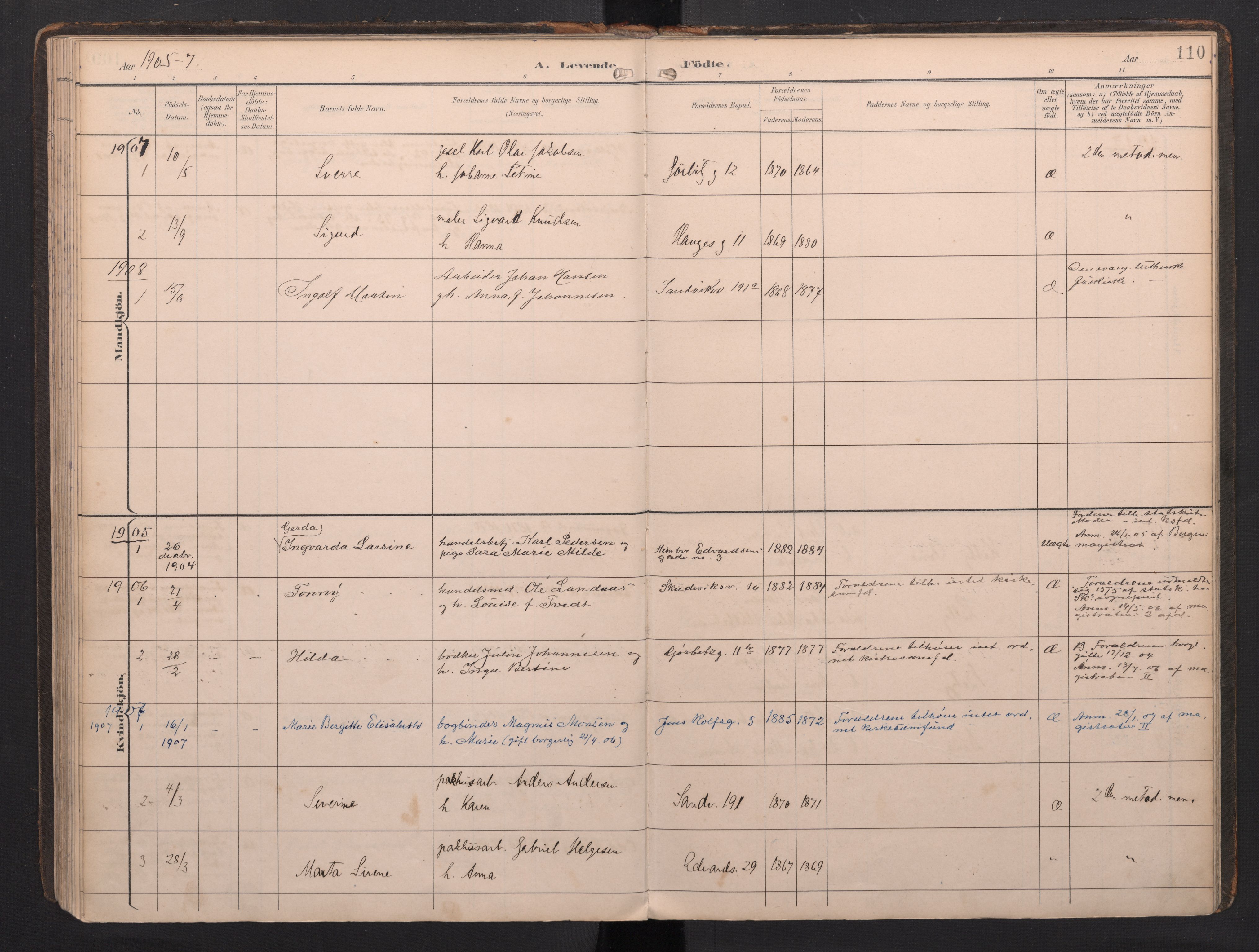 Sandviken Sokneprestembete, AV/SAB-A-77601/H/Ha: Parish register (official) no. G 1, 1892-2002, p. 110