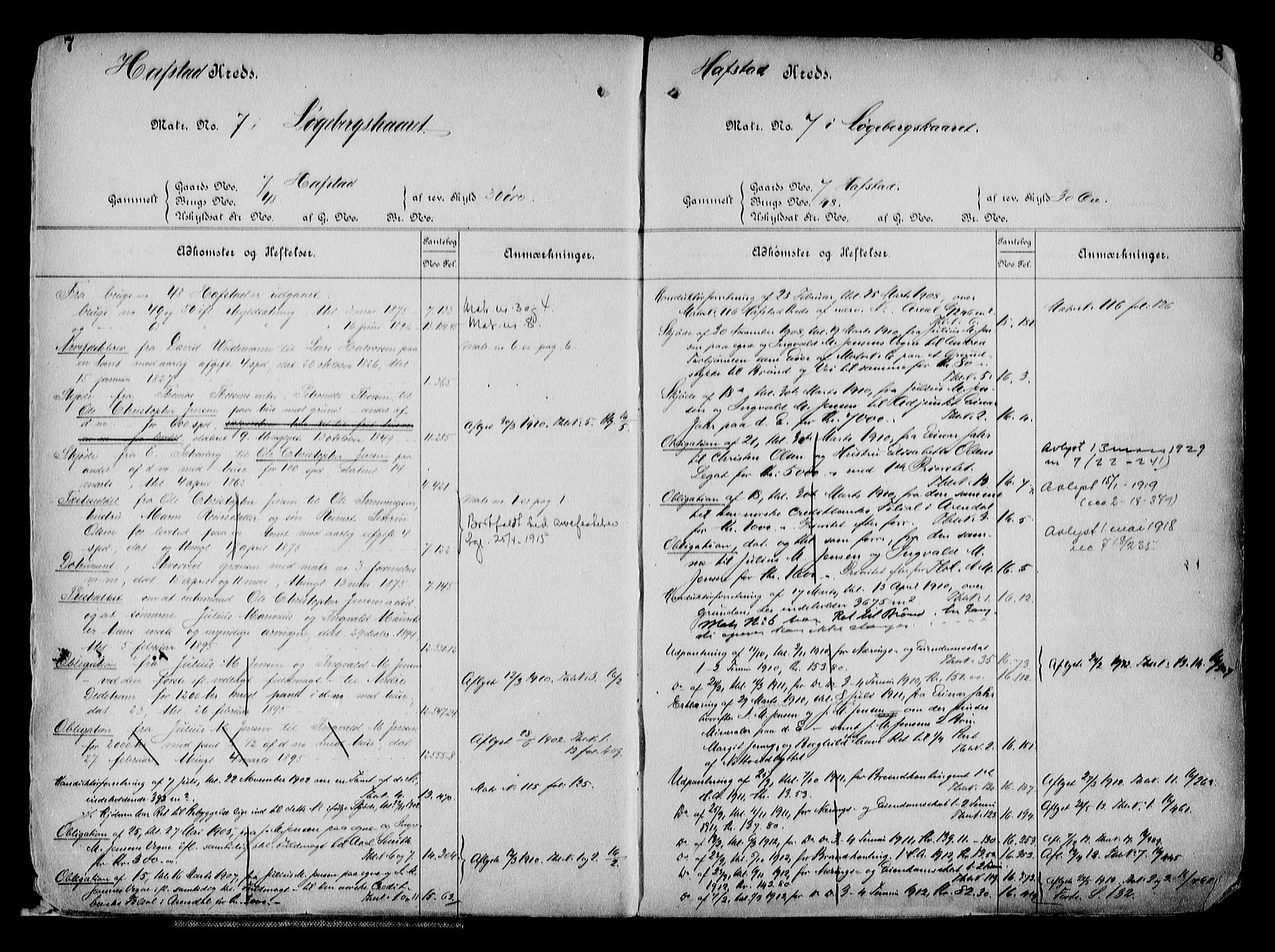 Arendal byfogd, AV/SAK-1222-0001/G/Ga/L0015: Mortgage register no. 13, 1860-1960, p. 7