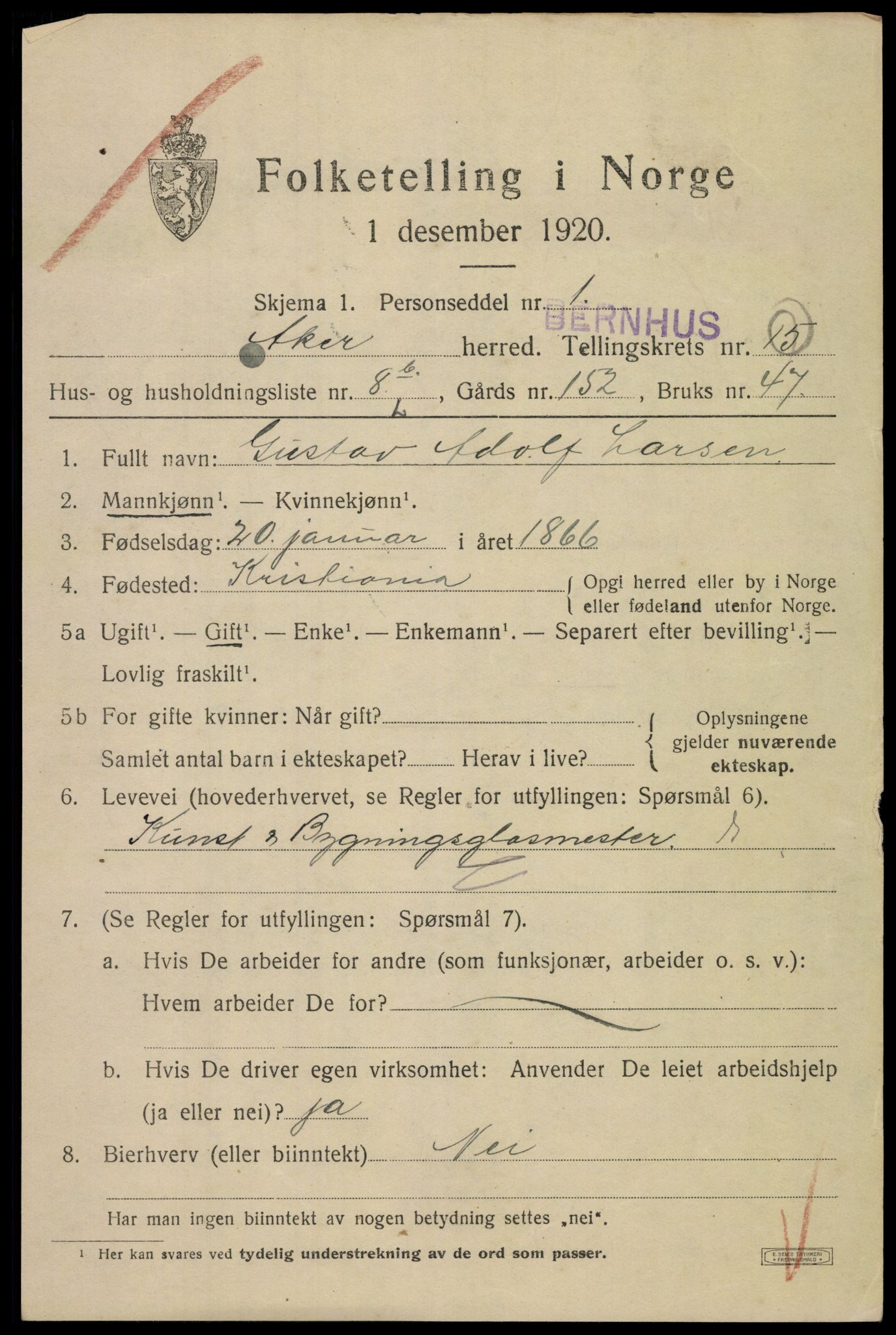 SAO, 1920 census for Aker, 1920, p. 86388