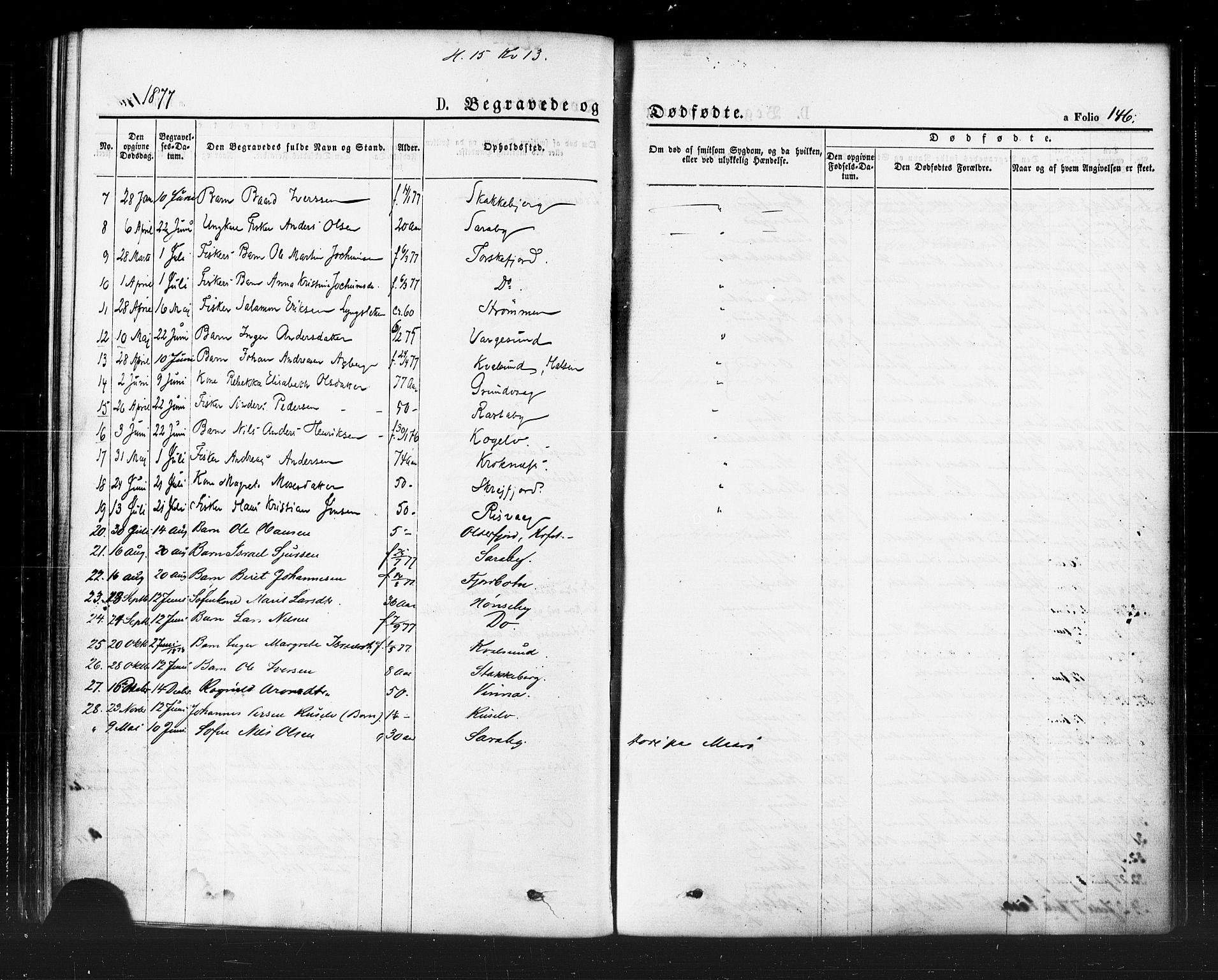 Hammerfest sokneprestkontor, SATØ/S-1347/H/Ha/L0007.kirke: Parish register (official) no. 7, 1869-1884, p. 146