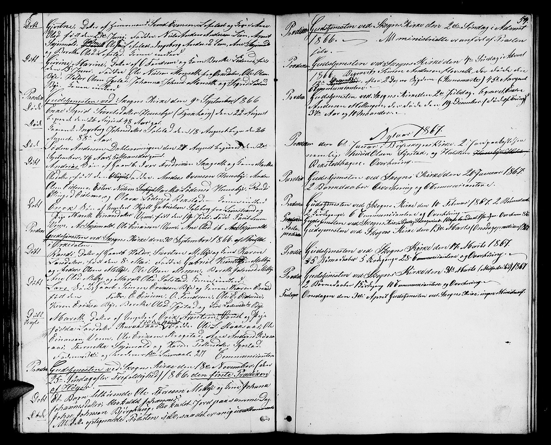 Ministerialprotokoller, klokkerbøker og fødselsregistre - Sør-Trøndelag, SAT/A-1456/667/L0797: Parish register (copy) no. 667C02, 1849-1867, p. 54