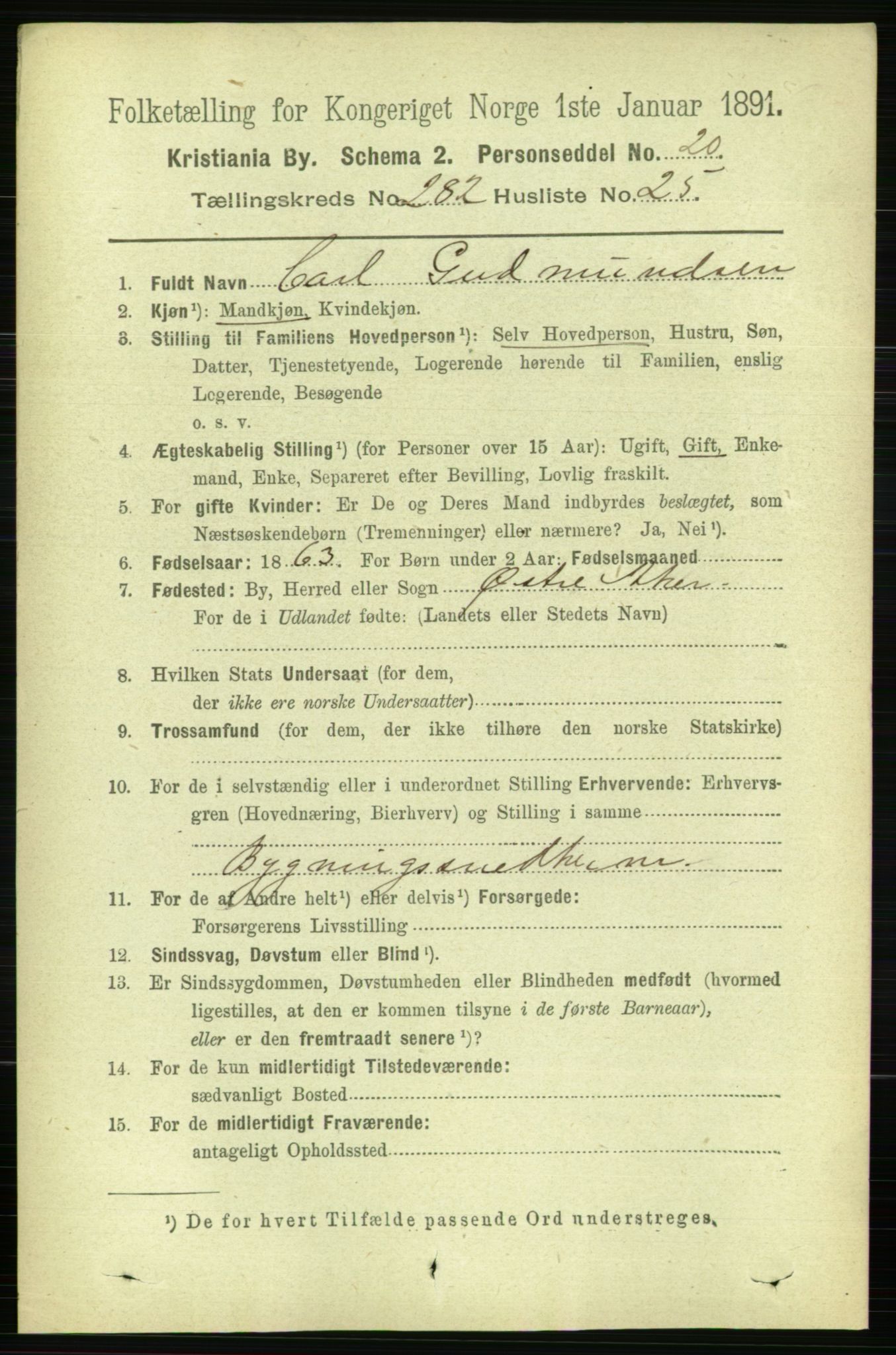 RA, 1891 census for 0301 Kristiania, 1891, p. 172539