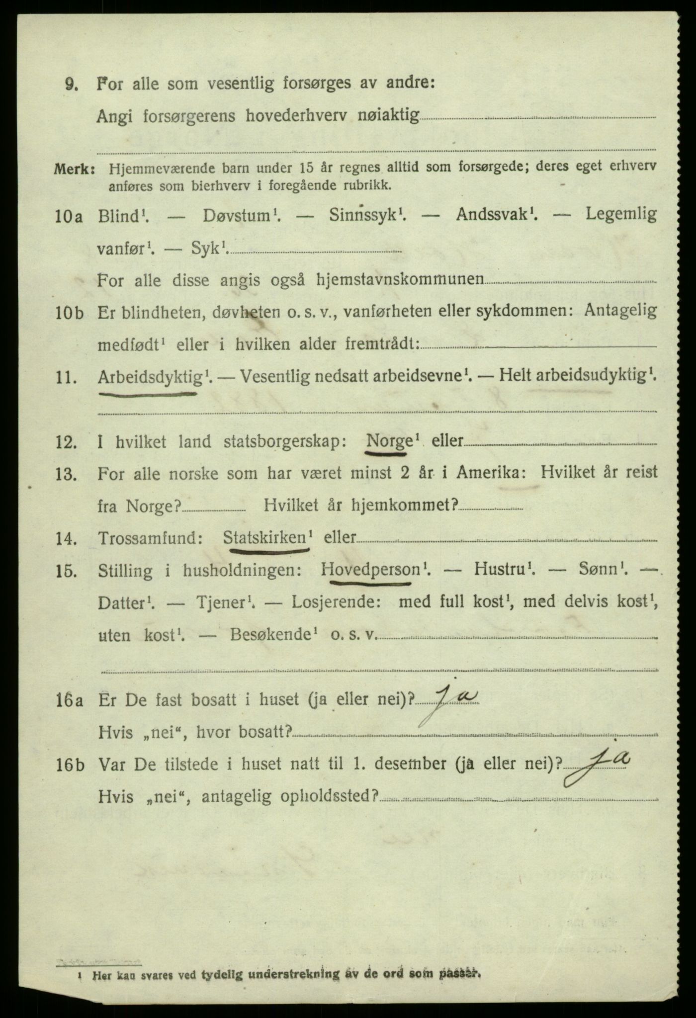 SAB, 1920 census for Kvam, 1920, p. 5164