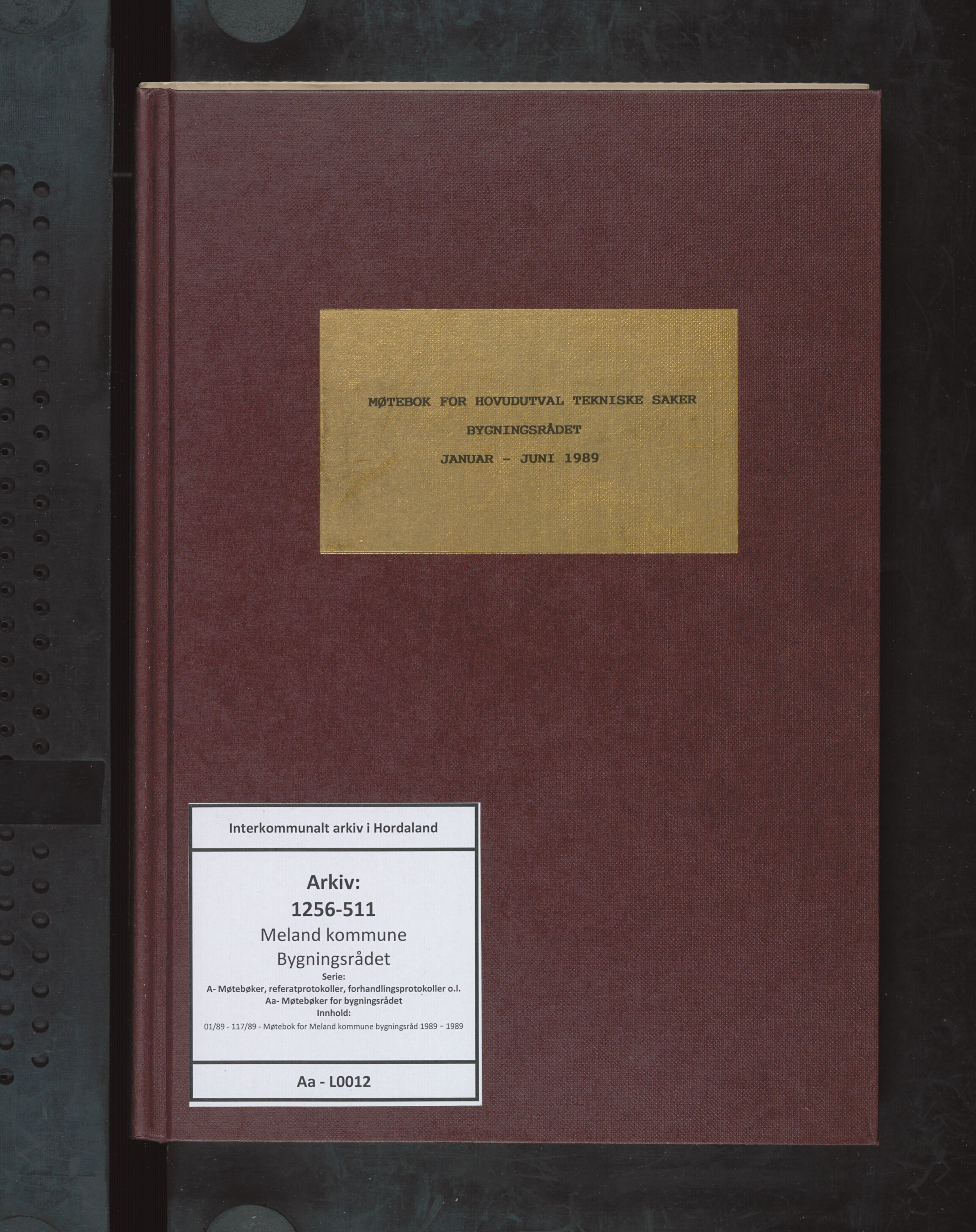 Meland kommune. Bygningsrådet , IKAH/1256-511/A/Aa/L0012: Møtebok for Meland bygningsråd, 1989