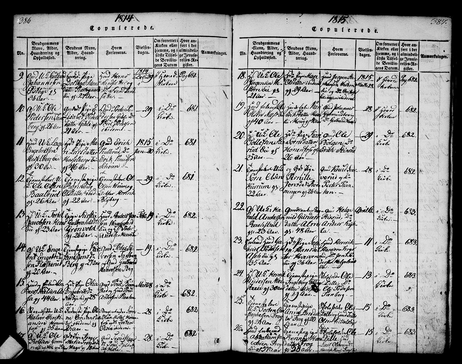 Norderhov kirkebøker, SAKO/A-237/G/Ga/L0002: Parish register (copy) no. I 2, 1814-1867, p. 386-387