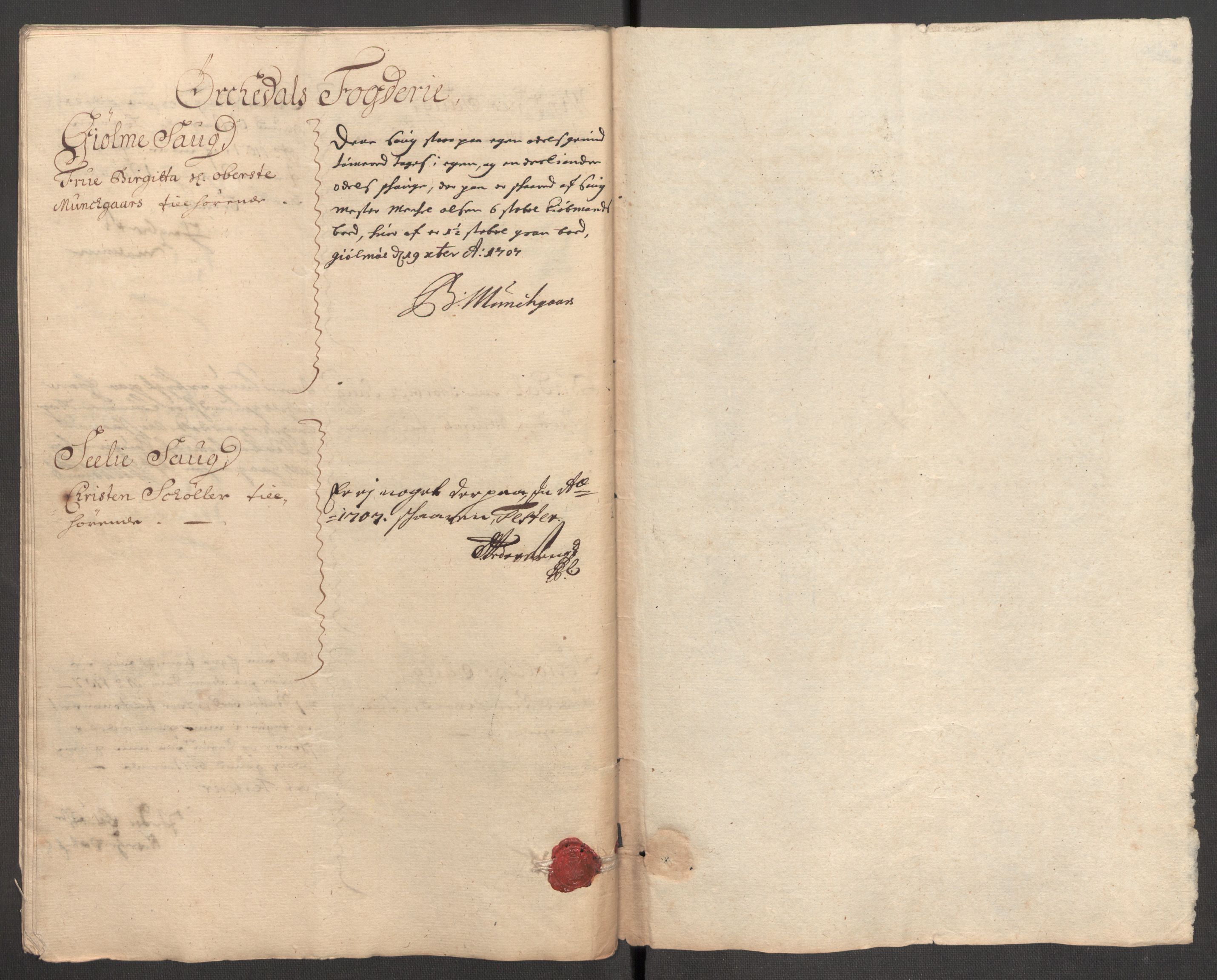 Rentekammeret inntil 1814, Reviderte regnskaper, Fogderegnskap, RA/EA-4092/R60/L3957: Fogderegnskap Orkdal og Gauldal, 1707, p. 223