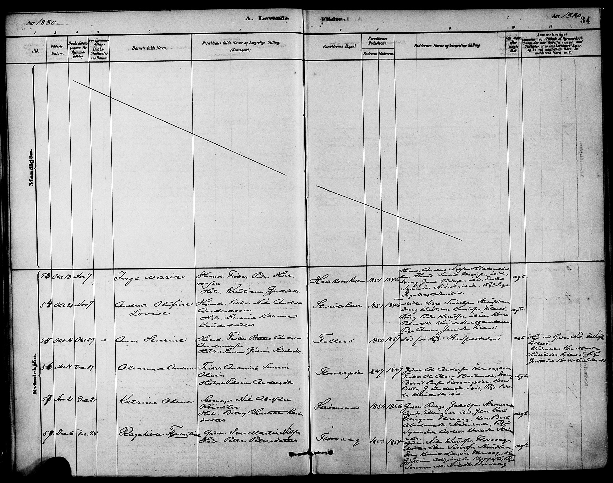 Askøy Sokneprestembete, AV/SAB-A-74101/H/Ha/Haa/Haab/L0001: Parish register (official) no. B 1, 1878-1889, p. 34