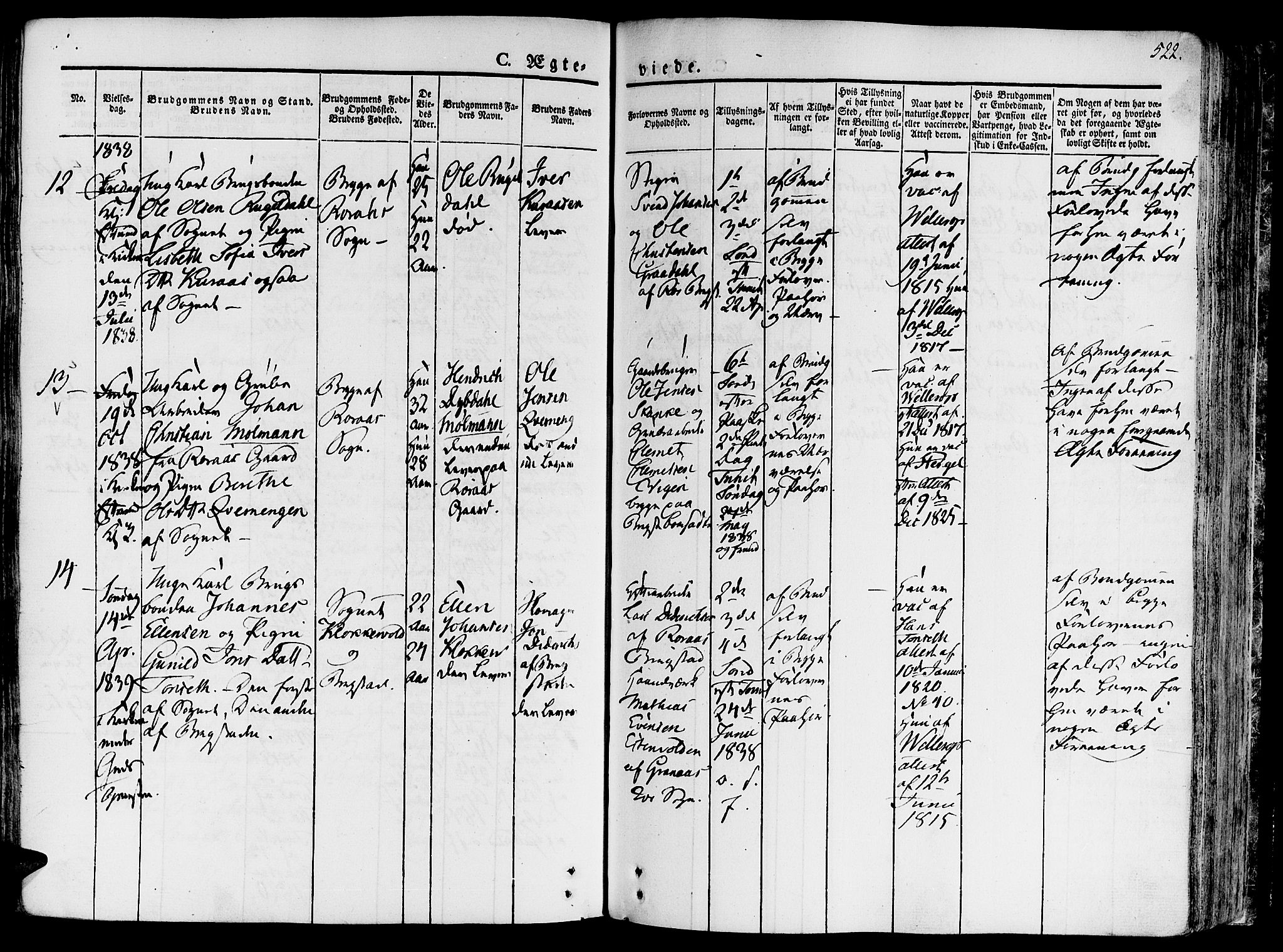 Ministerialprotokoller, klokkerbøker og fødselsregistre - Sør-Trøndelag, SAT/A-1456/681/L0930: Parish register (official) no. 681A08, 1829-1844, p. 522