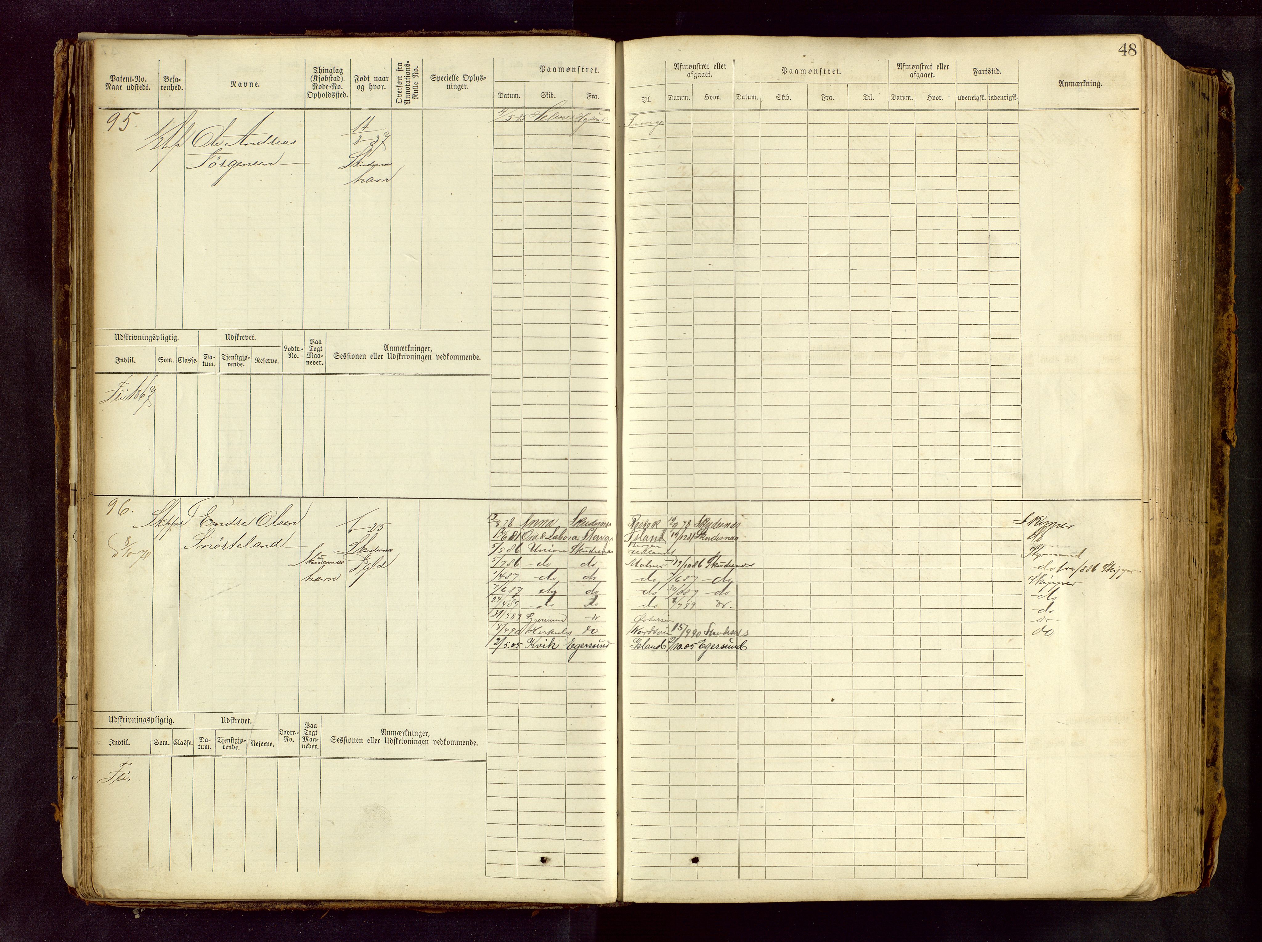 Haugesund sjømannskontor, AV/SAST-A-102007/F/Fb/Fbb/L0001: Sjøfartsrulle Skudenes krets No 1 - 958, 1860-1948, p. 48