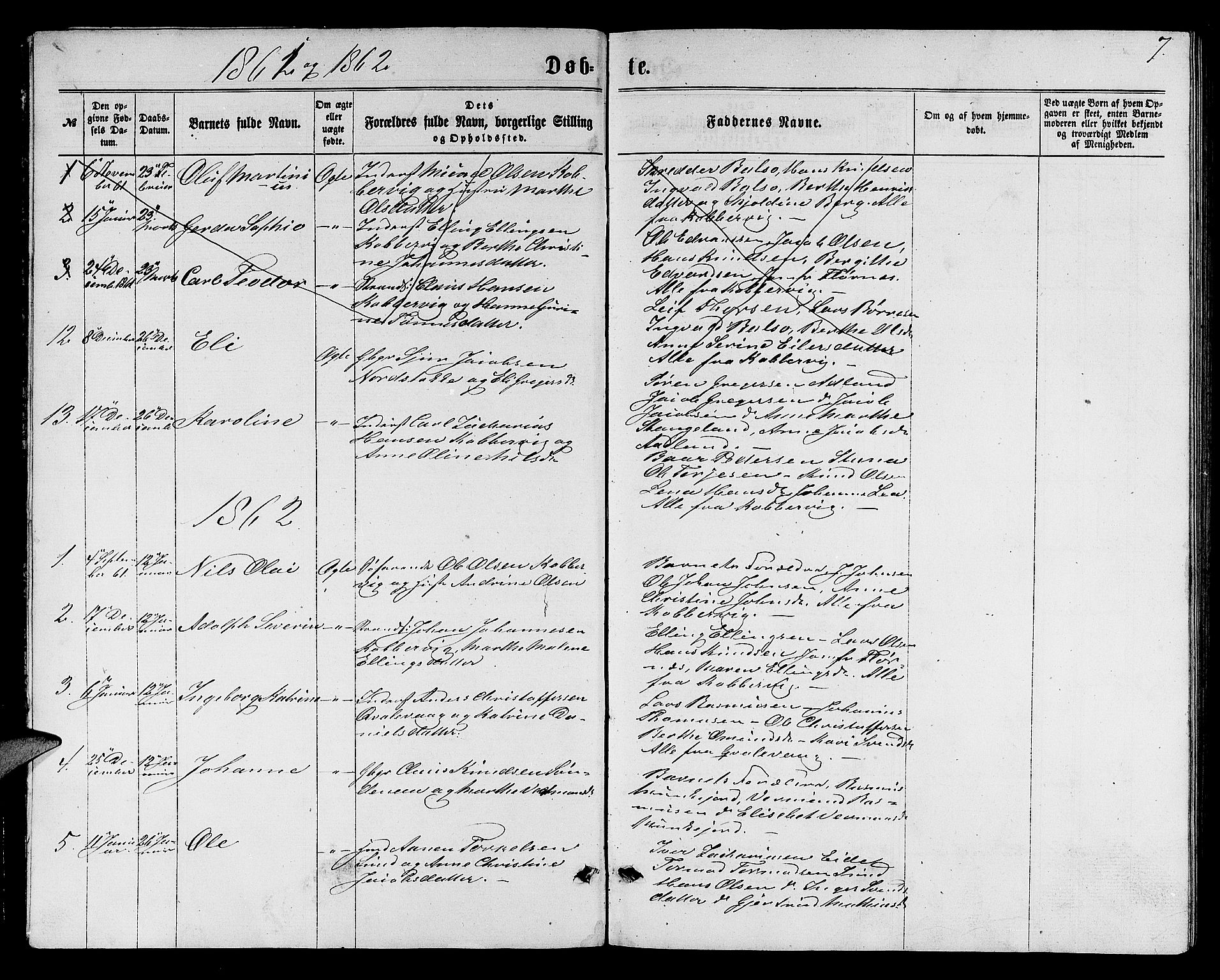 Avaldsnes sokneprestkontor, SAST/A -101851/H/Ha/Hab/L0004: Parish register (copy) no. B 4, 1861-1876, p. 7