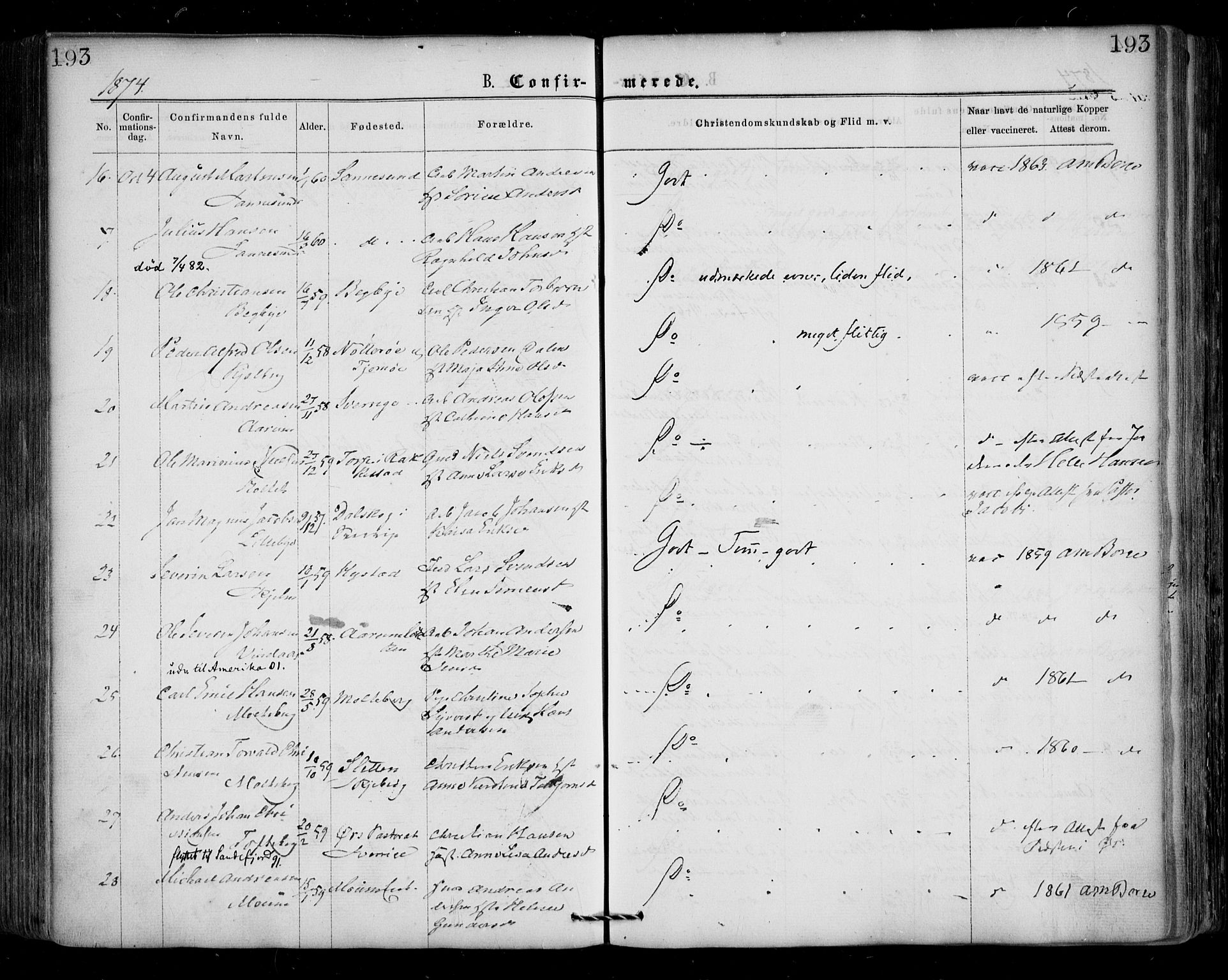 Borge prestekontor Kirkebøker, AV/SAO-A-10903/F/Fa/L0006: Parish register (official) no. I 6, 1861-1874, p. 193