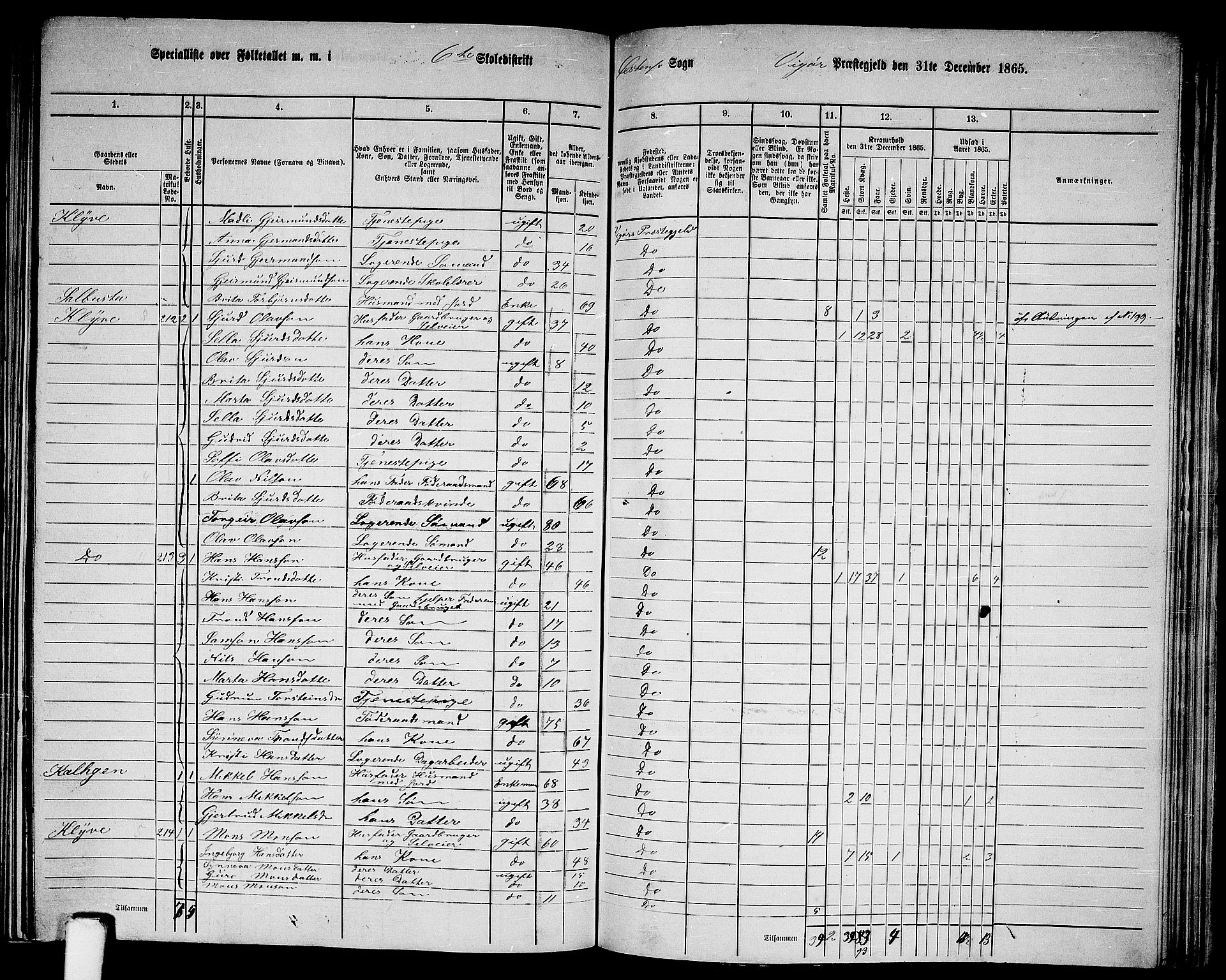 RA, 1865 census for Vikør, 1865, p. 98