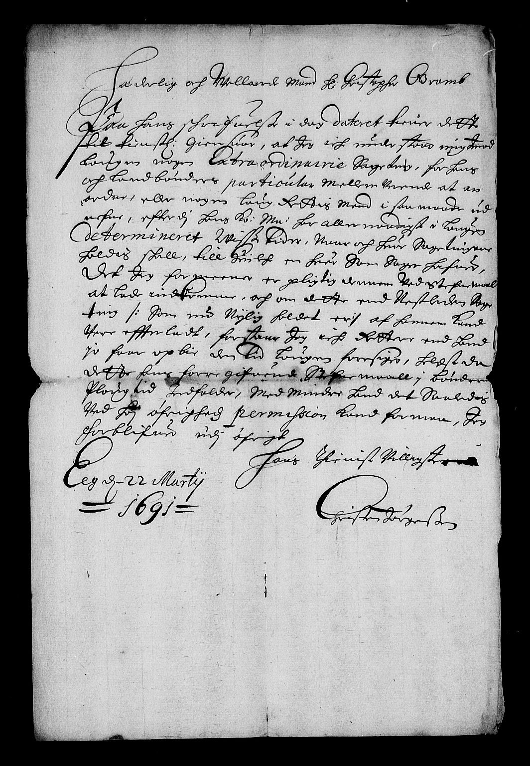 Stattholderembetet 1572-1771, RA/EA-2870/Af/L0004: Avskrifter av vedlegg til originale supplikker, nummerert i samsvar med supplikkbøkene, 1691-1694, p. 36