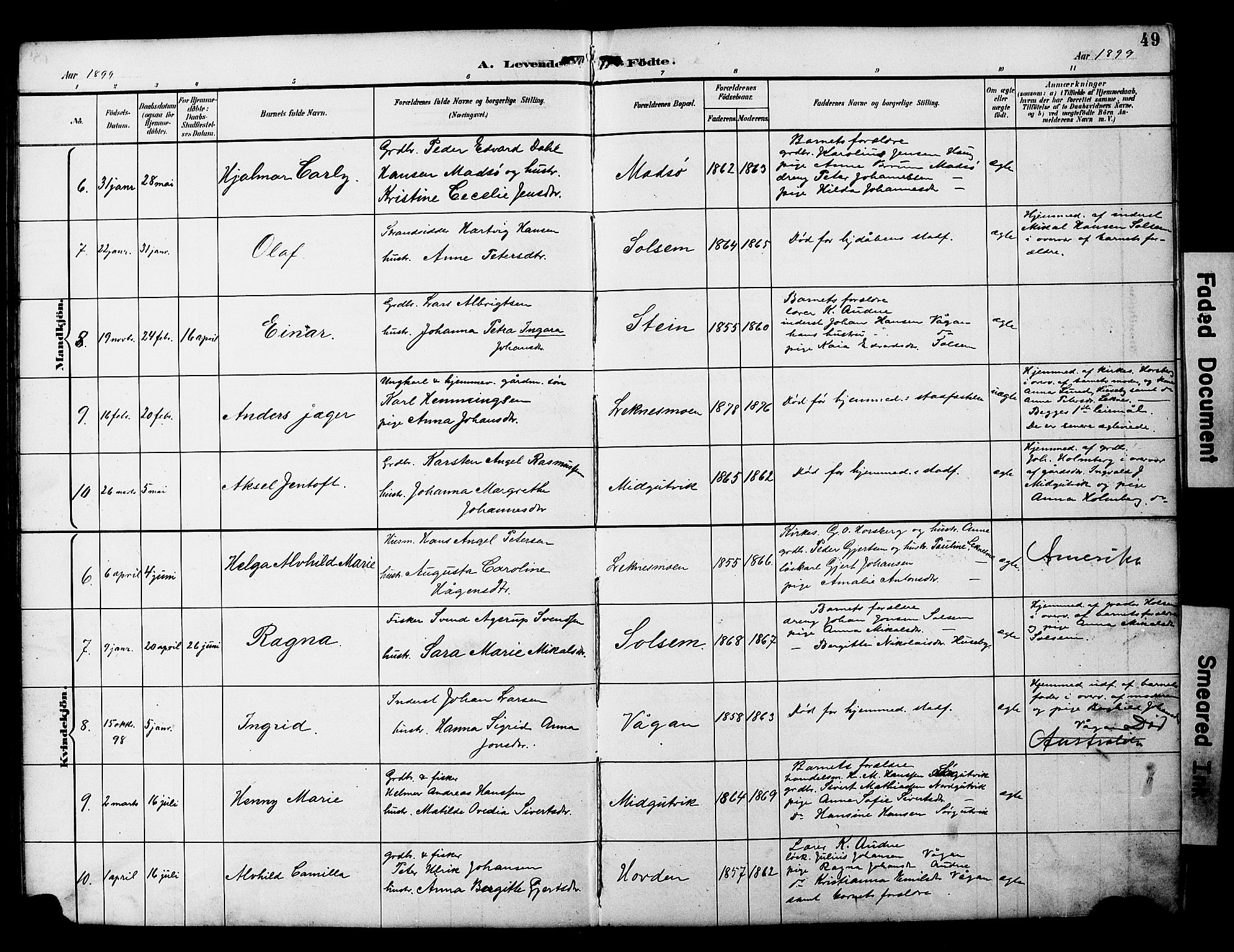 Ministerialprotokoller, klokkerbøker og fødselsregistre - Nord-Trøndelag, SAT/A-1458/788/L0701: Parish register (copy) no. 788C01, 1888-1913, p. 49