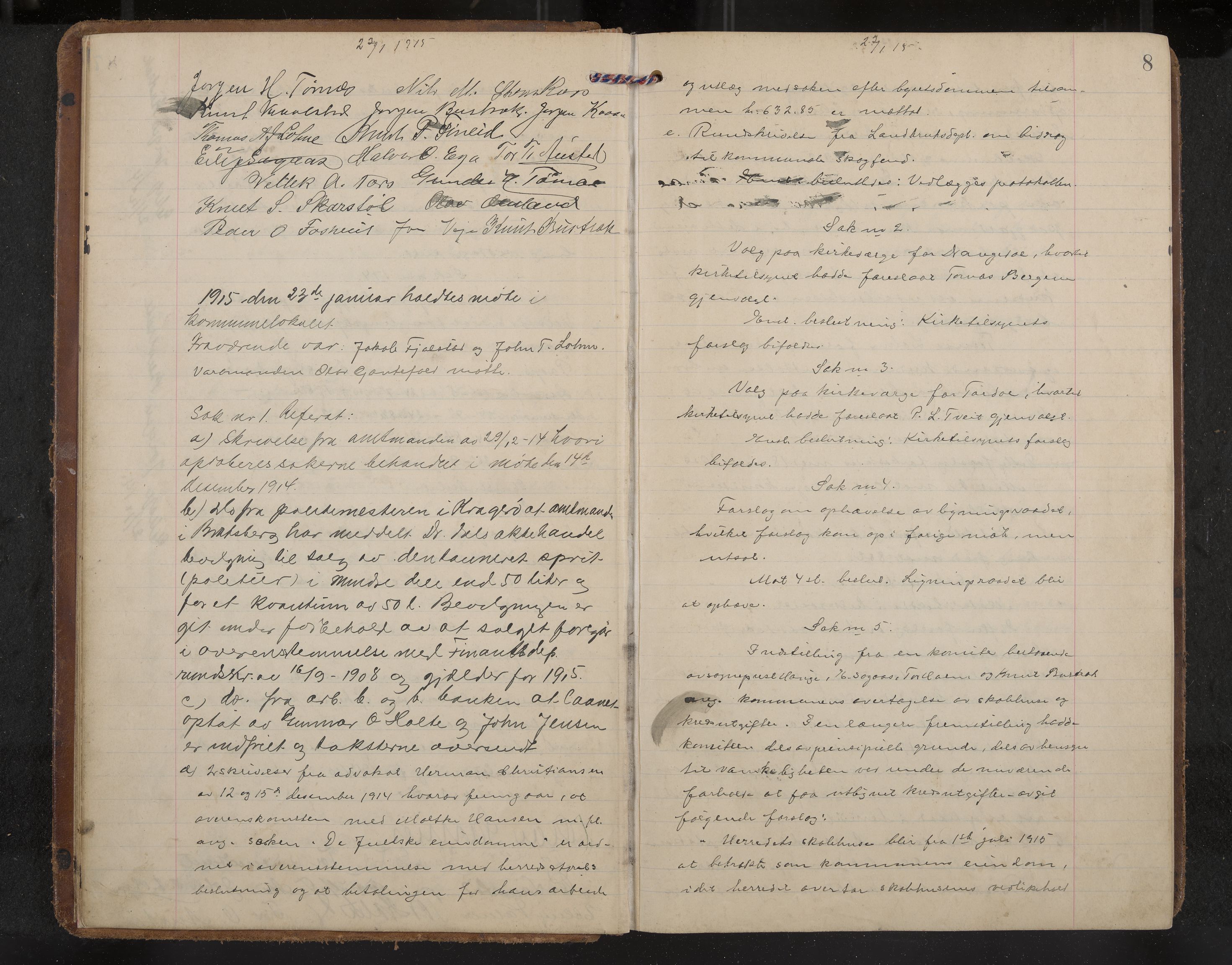 Drangedal formannskap og sentraladministrasjon, IKAK/0817021/A/L0005: Møtebok, 1914-1919, p. 8