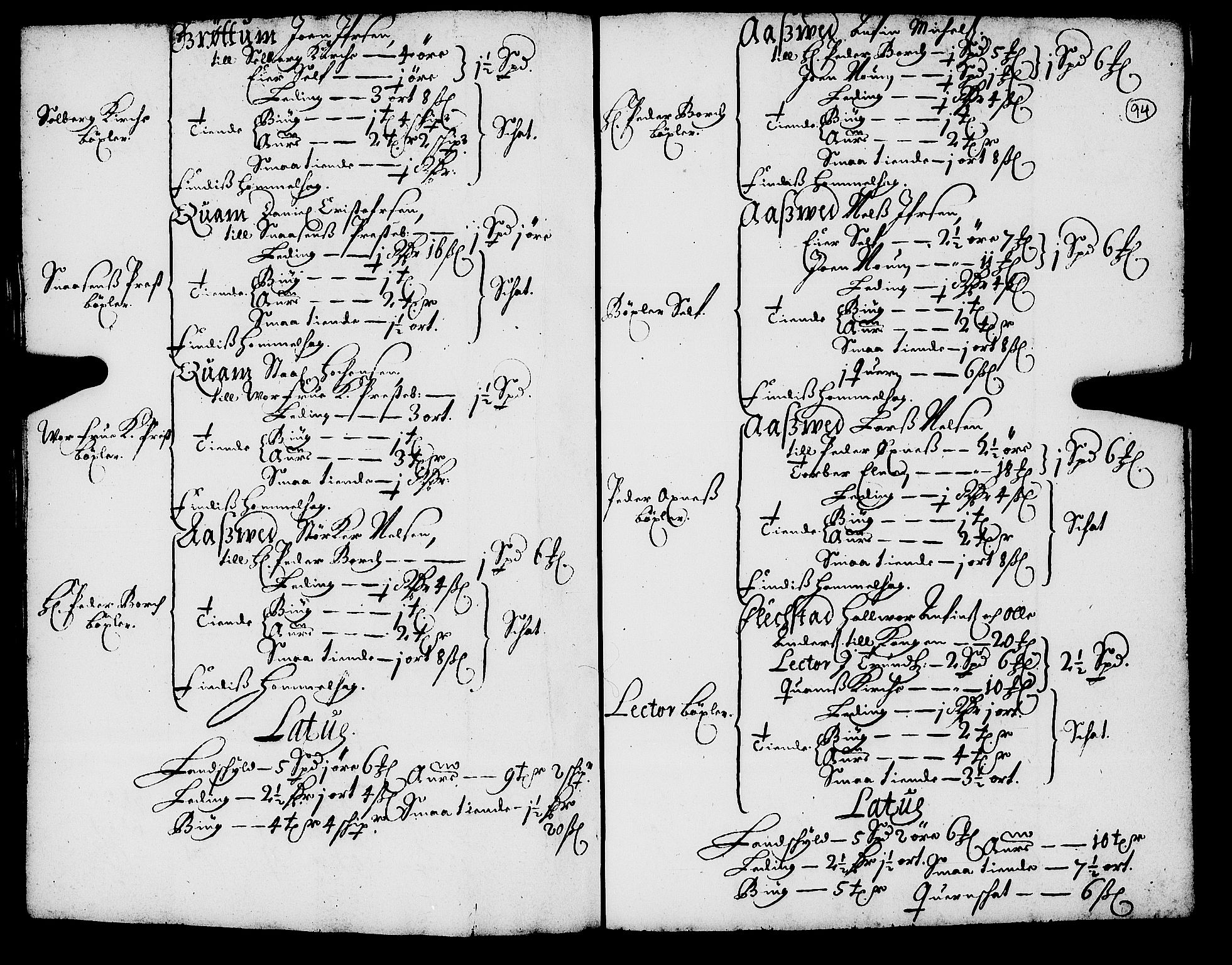 Rentekammeret inntil 1814, Realistisk ordnet avdeling, RA/EA-4070/N/Nb/Nba/L0055: Inderøy len, 1668, p. 93b-94a