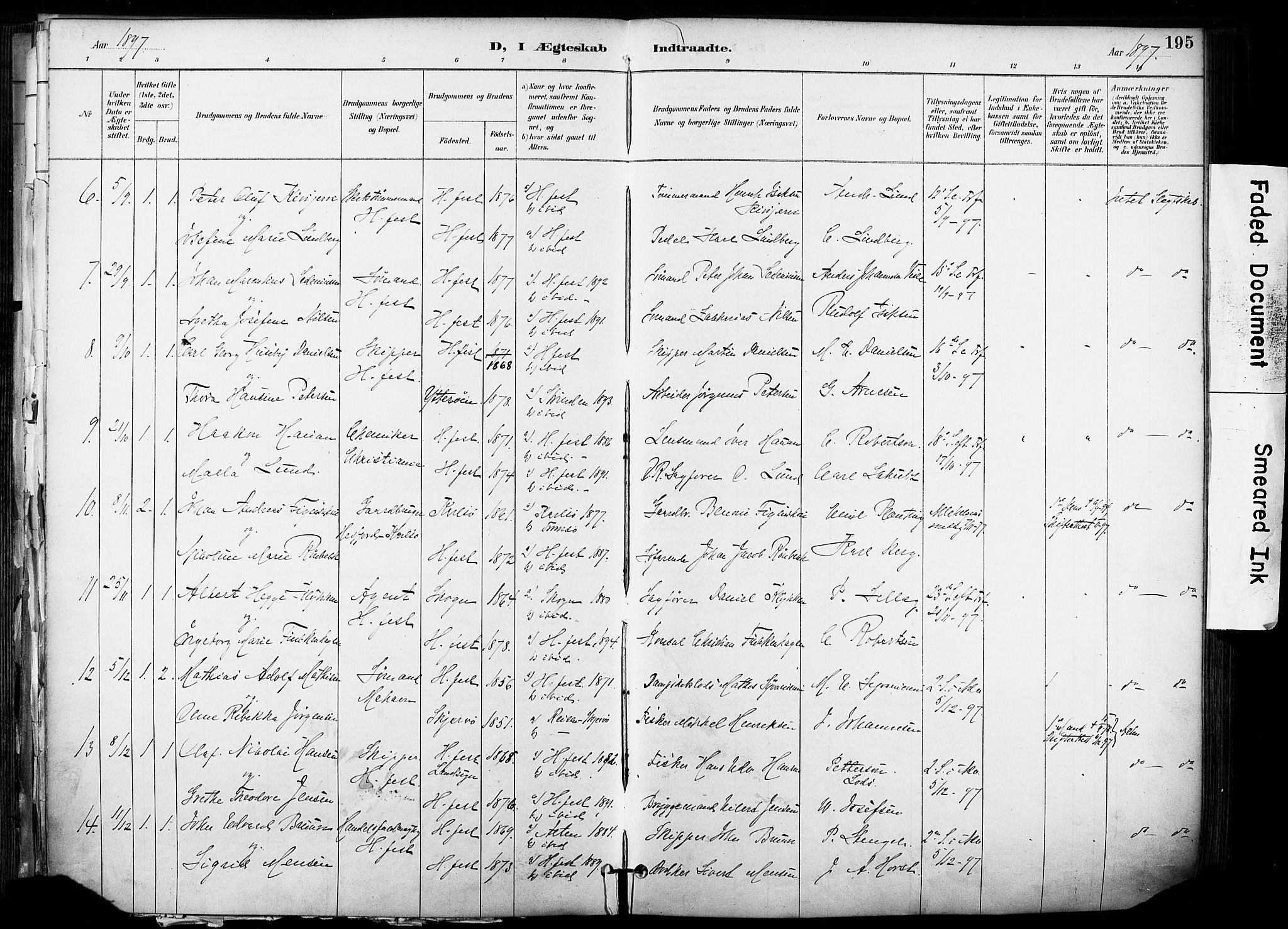 Hammerfest sokneprestkontor, SATØ/S-1347/H/Ha/L0009.kirke: Parish register (official) no. 9, 1889-1897, p. 195