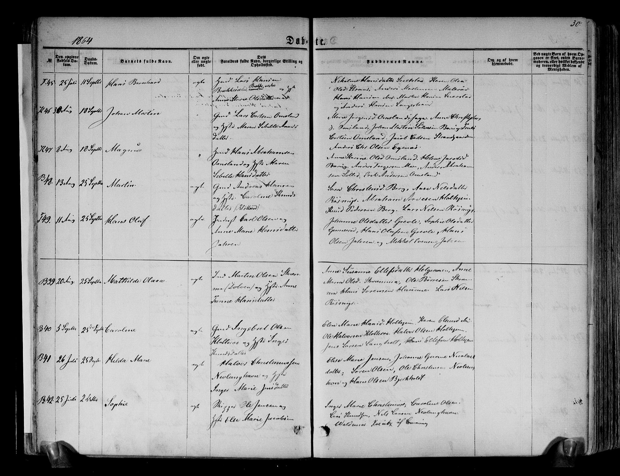 Brunlanes kirkebøker, AV/SAKO-A-342/F/Fa/L0005: Parish register (official) no. I 5, 1862-1877, p. 30