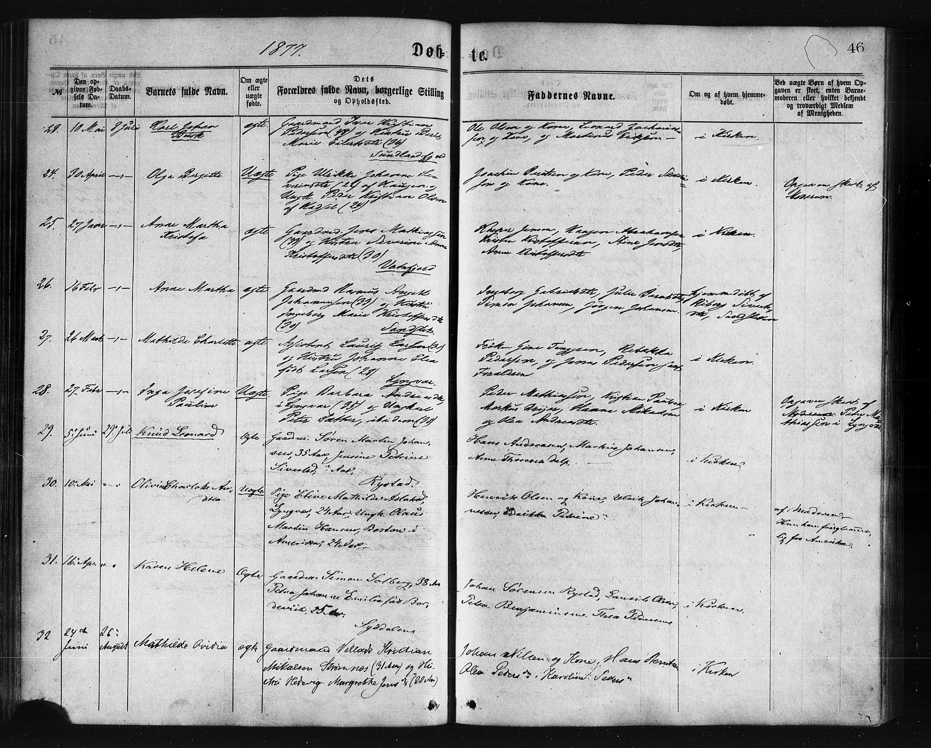 Ministerialprotokoller, klokkerbøker og fødselsregistre - Nordland, AV/SAT-A-1459/876/L1096: Parish register (official) no. 876A02, 1870-1886, p. 46