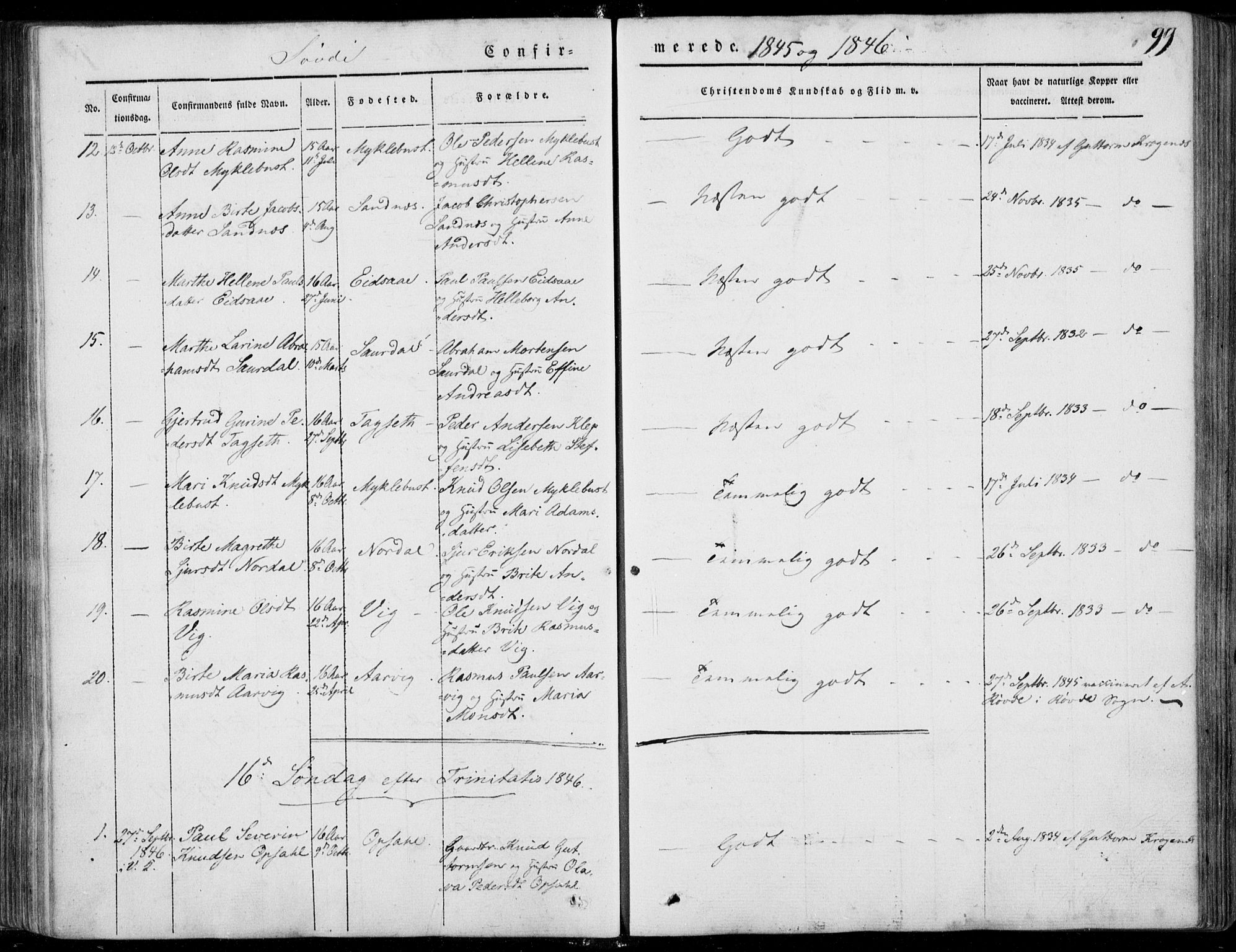Ministerialprotokoller, klokkerbøker og fødselsregistre - Møre og Romsdal, SAT/A-1454/502/L0023: Parish register (official) no. 502A01, 1844-1873, p. 99