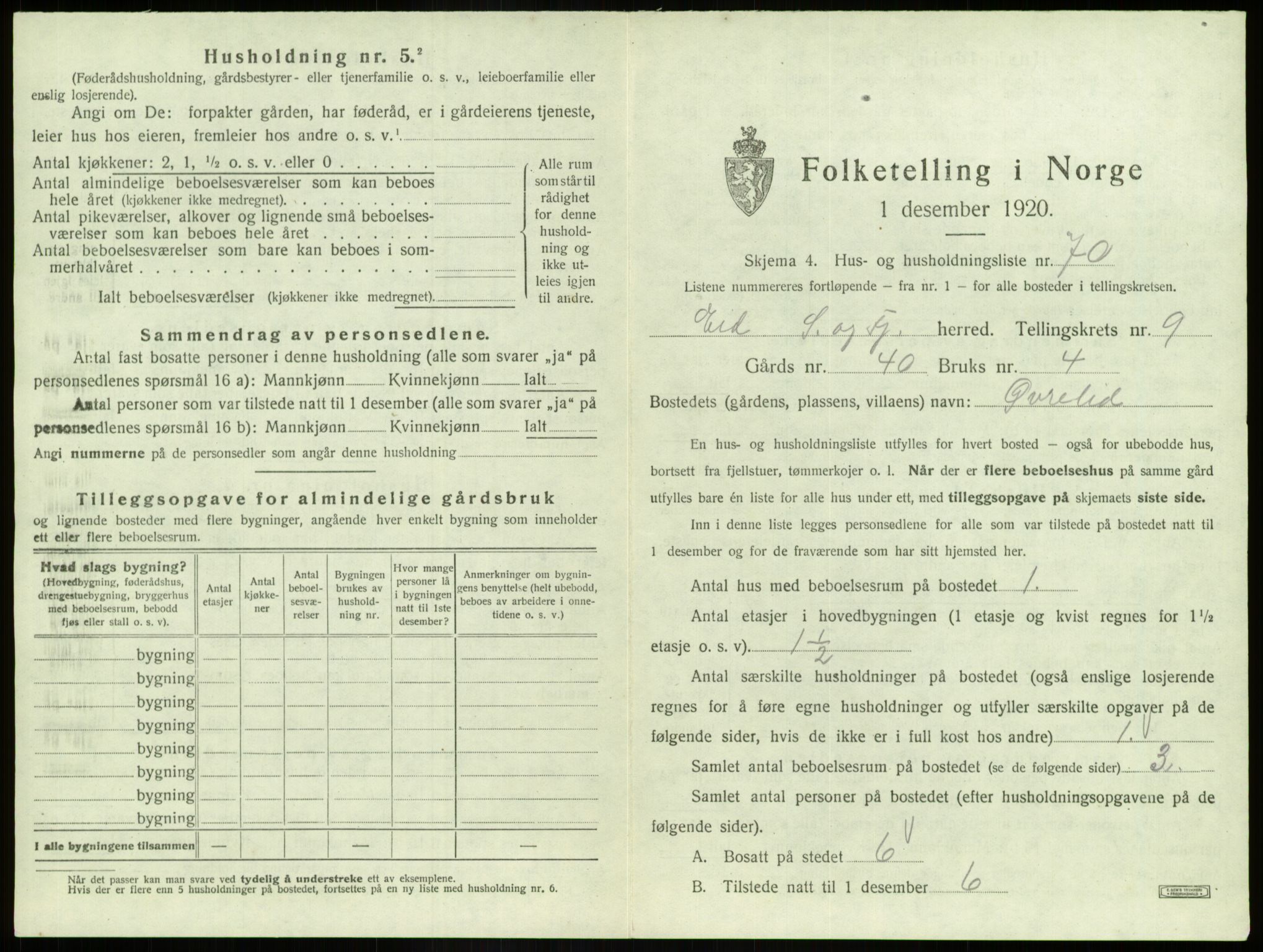 SAB, 1920 census for Eid, 1920, p. 663