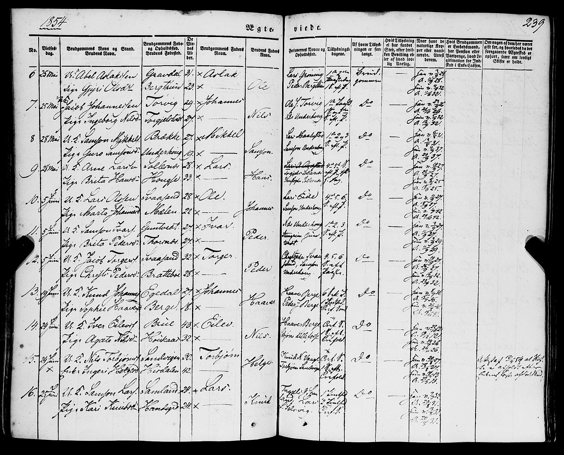 Strandebarm sokneprestembete, SAB/A-78401/H/Haa: Parish register (official) no. A 7, 1844-1872, p. 239