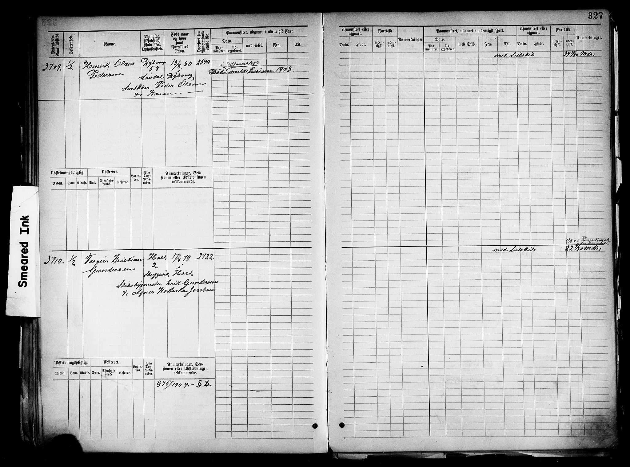 Tvedestrand mønstringskrets, SAK/2031-0011/F/Fb/L0019: Hovedrulle nr 3057-3818, U-35, 1892-1906, p. 337